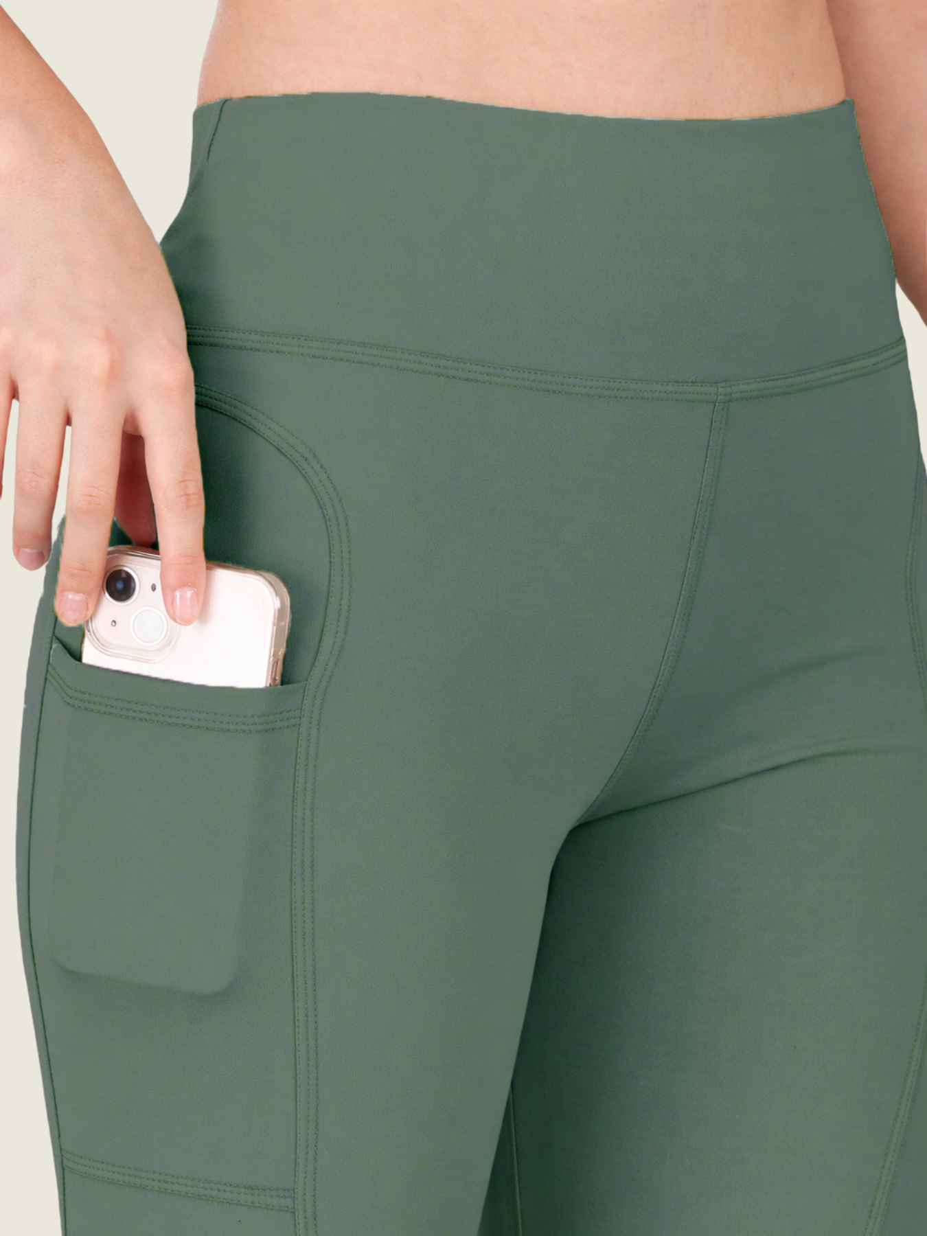 High-Waisted Ankle-Length Tights (Sea Green)