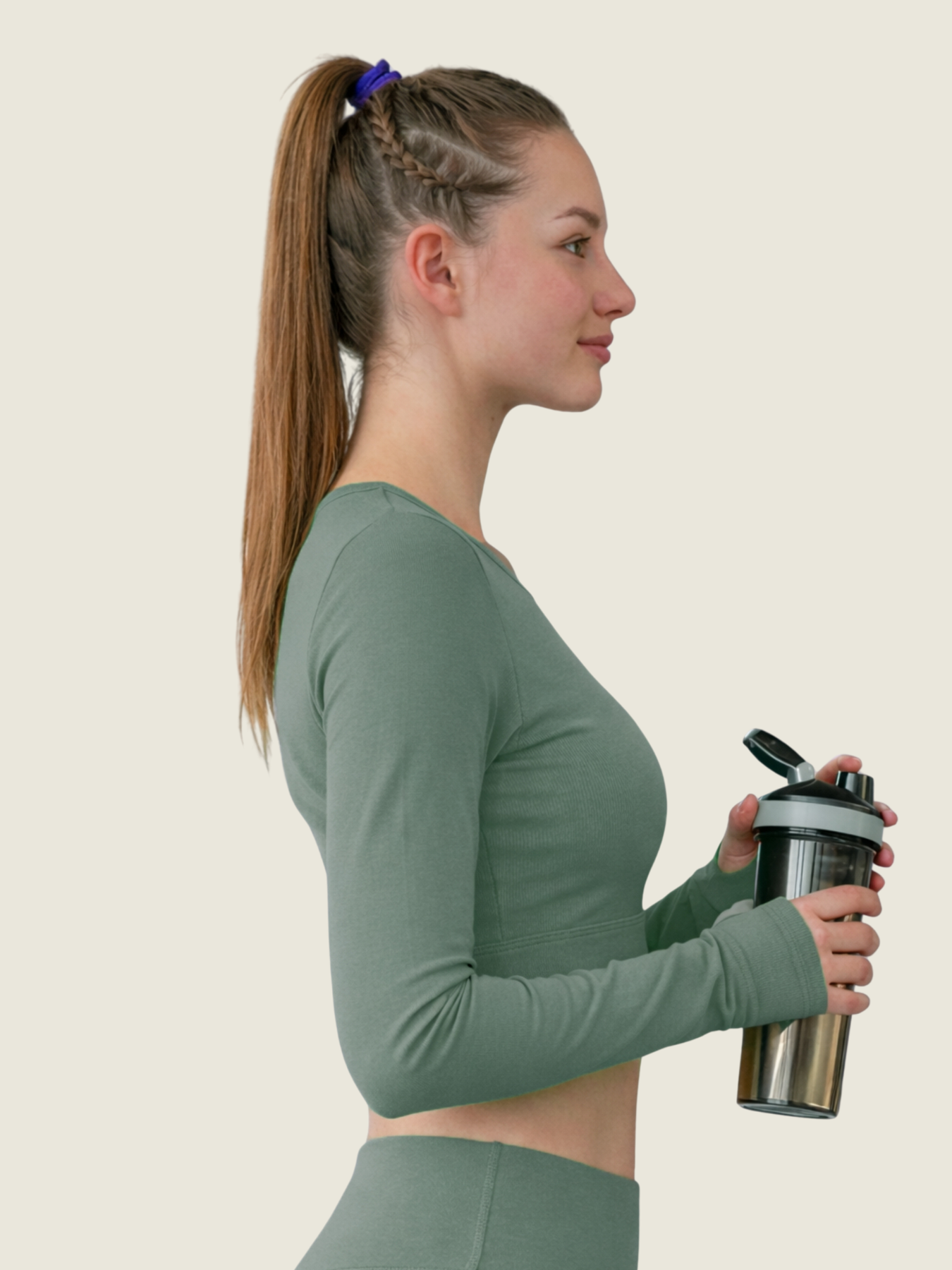 Long Sleeve Crop — Sage