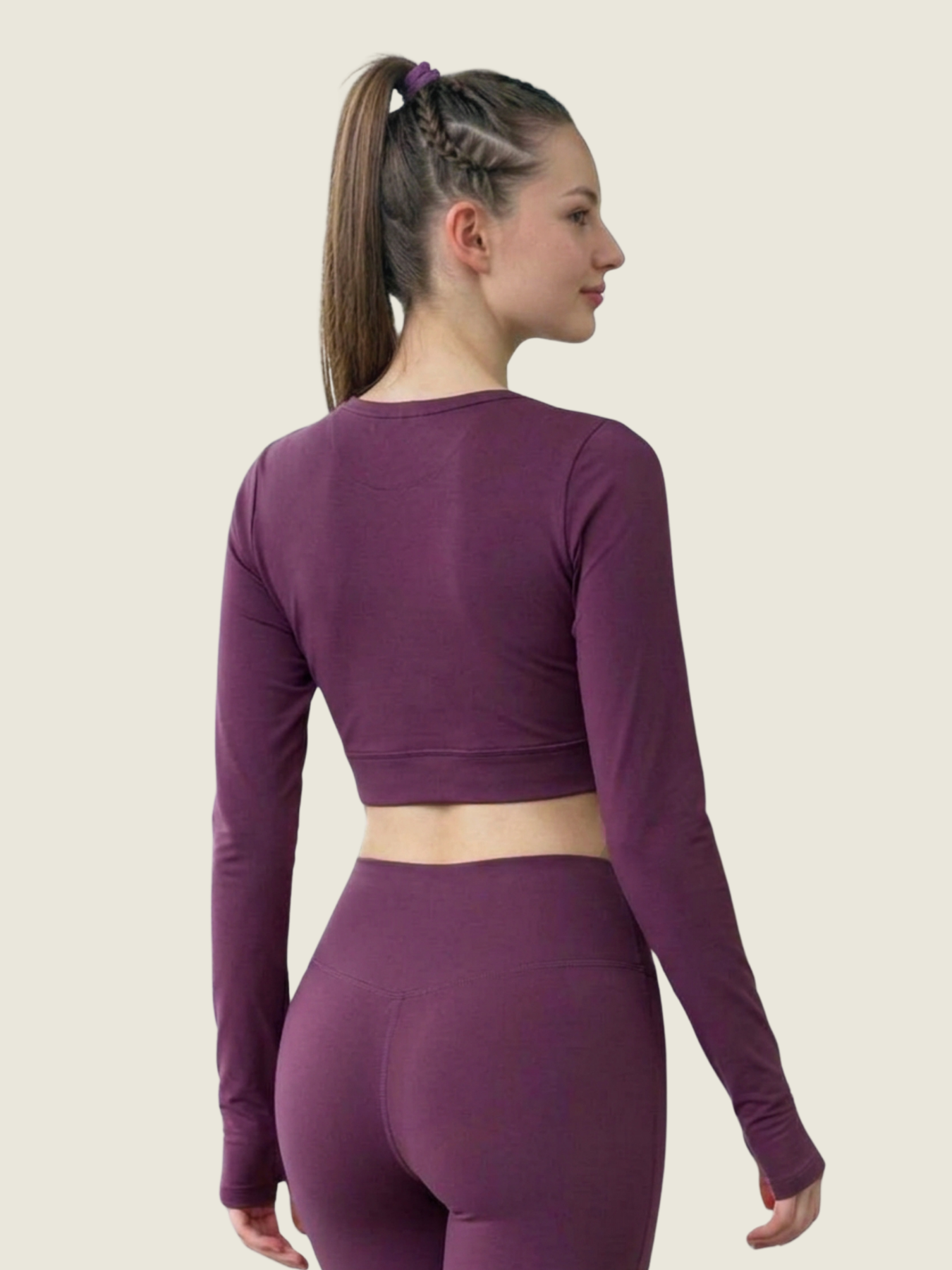 Long Sleeve Crop — Fig