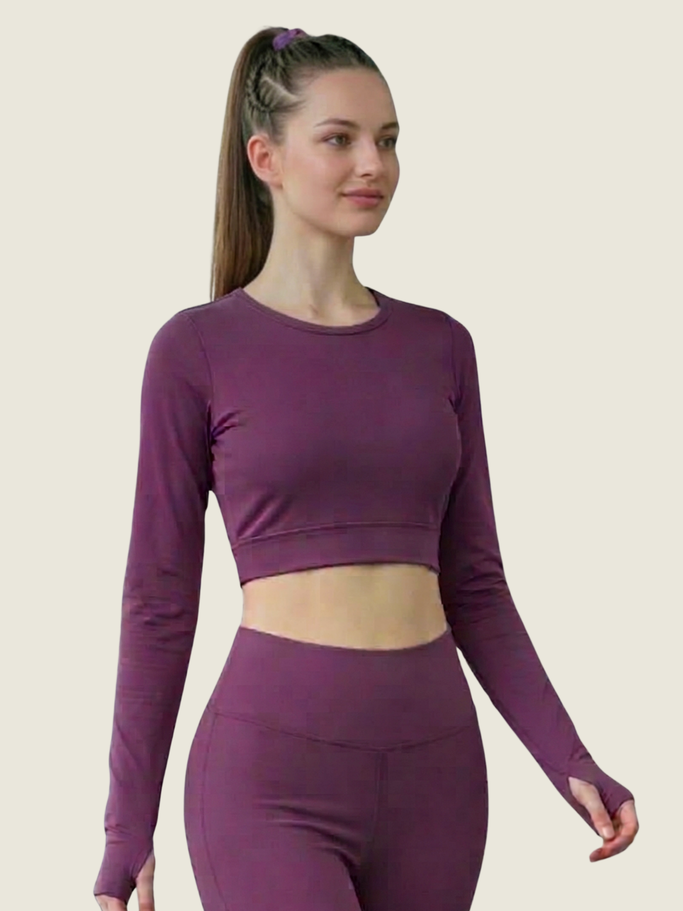 Long Sleeve Crop — Fig