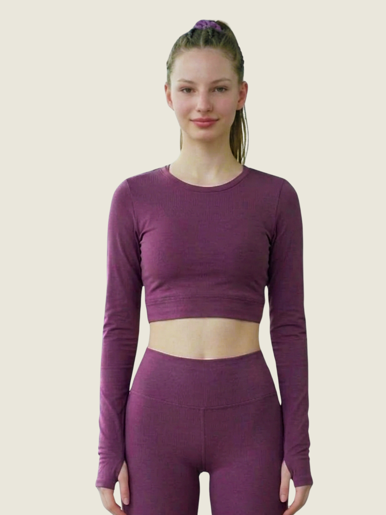 Long Sleeve Crop — Fig