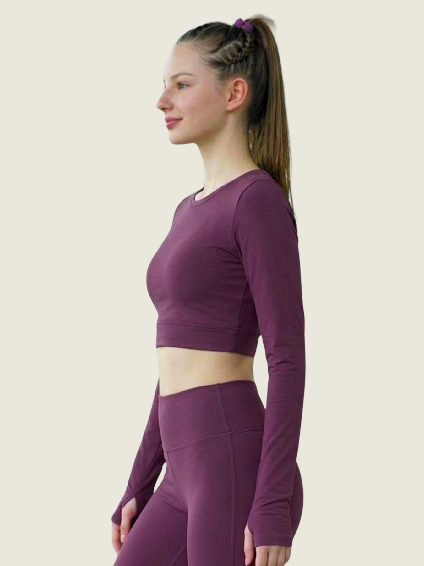 Long Sleeve Crop — Fig