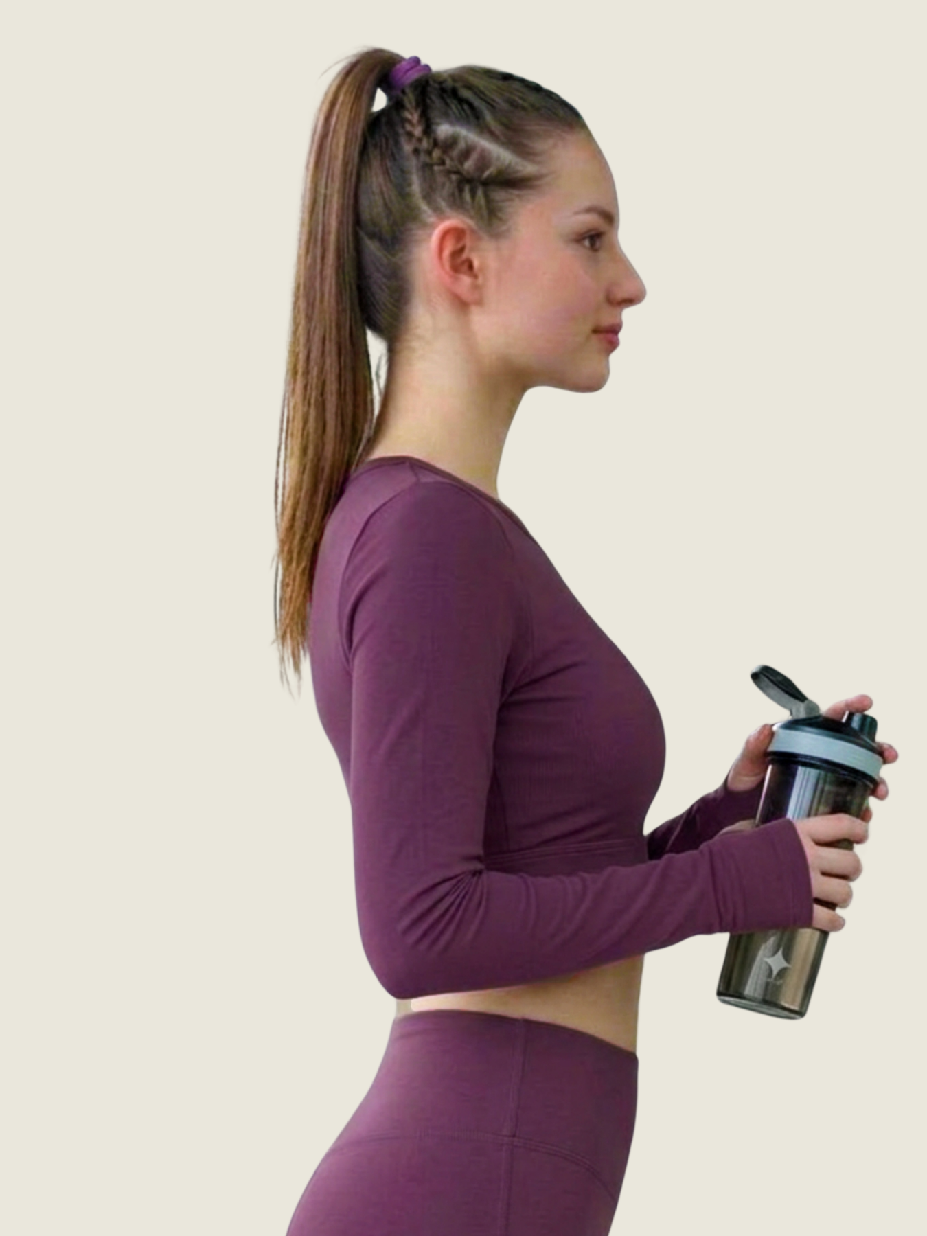 Long Sleeve Crop — Fig