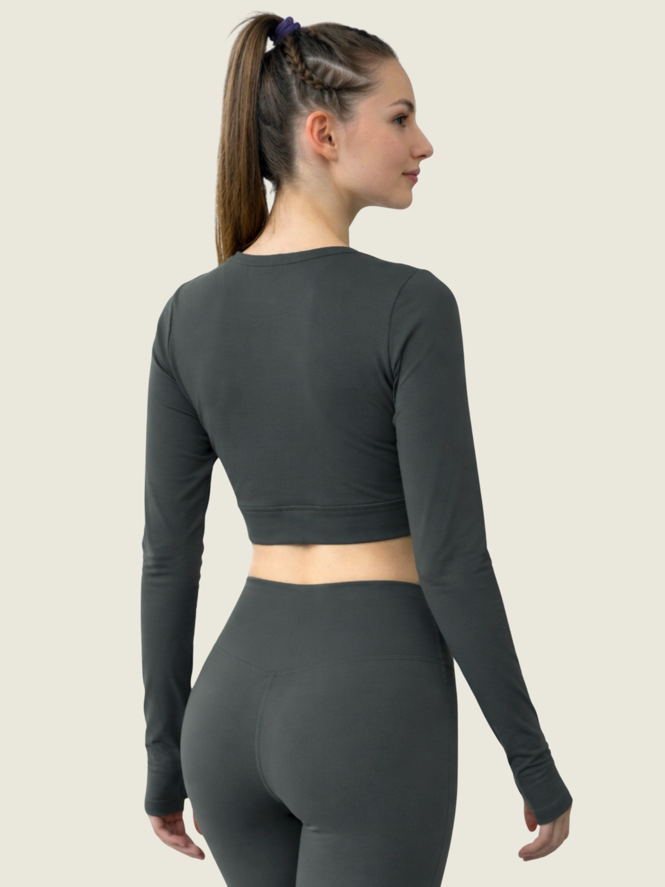Long Sleeve Crop — Slate