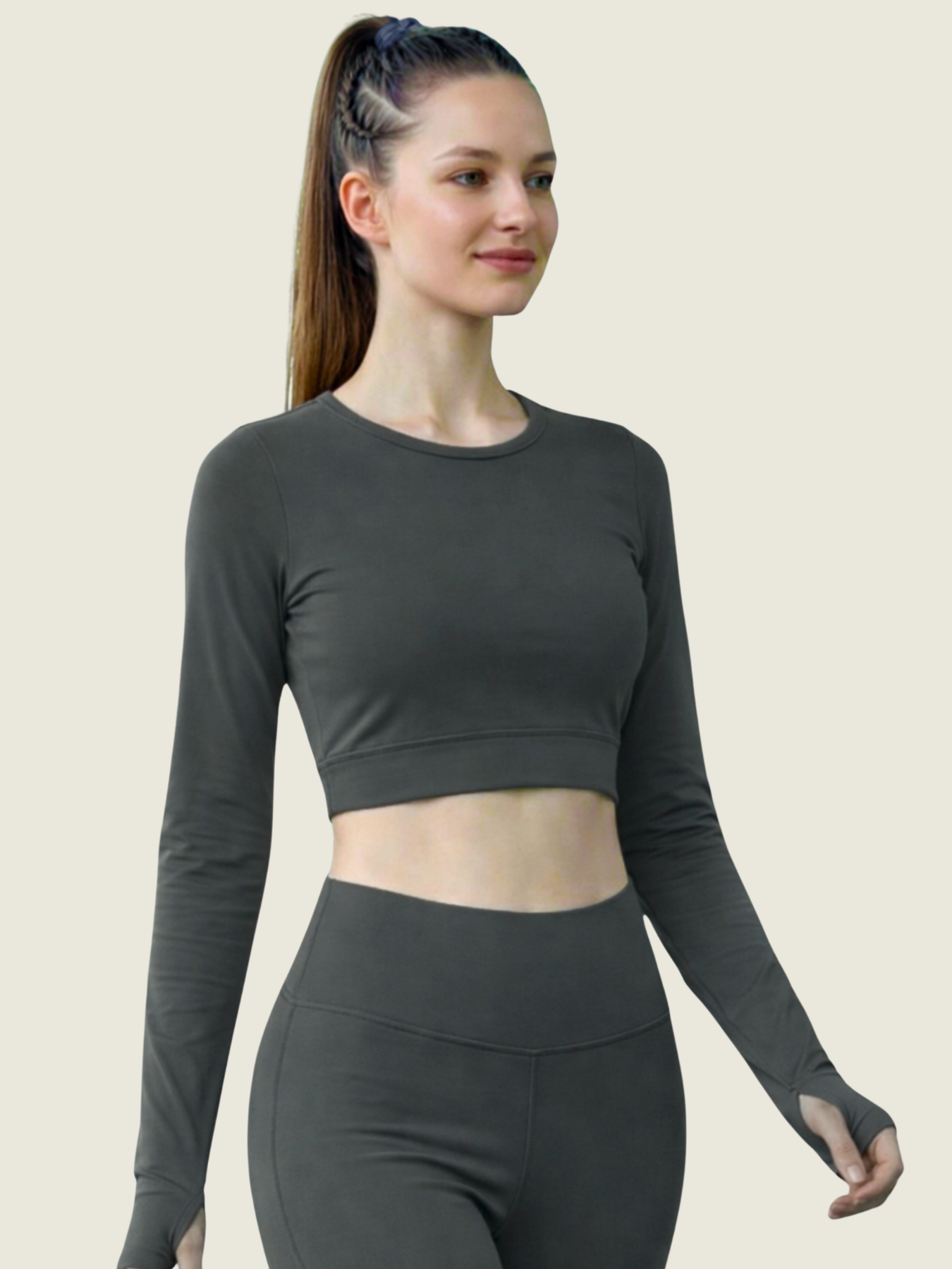 Long Sleeve Crop — Slate