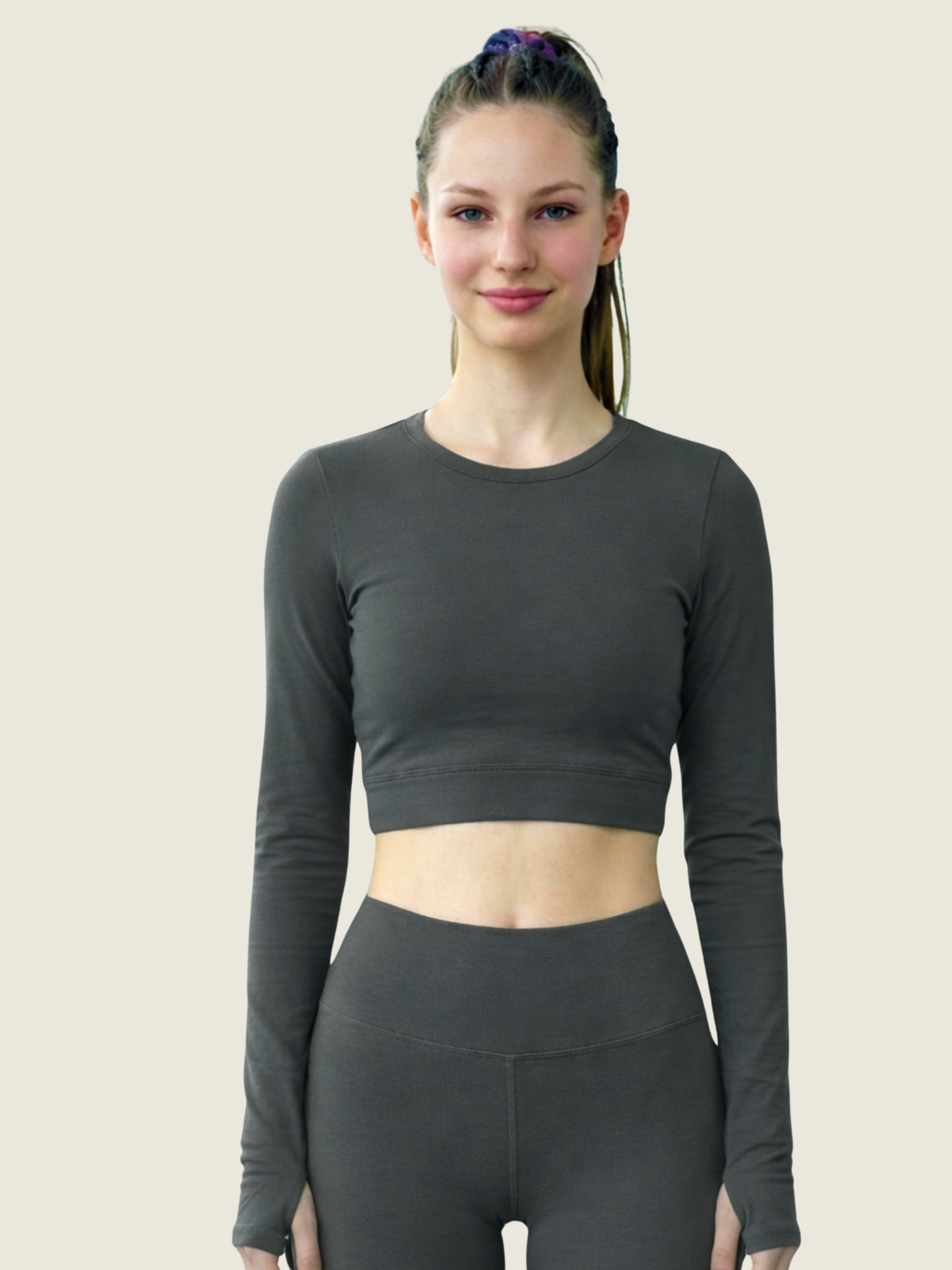 Long Sleeve Crop — Slate