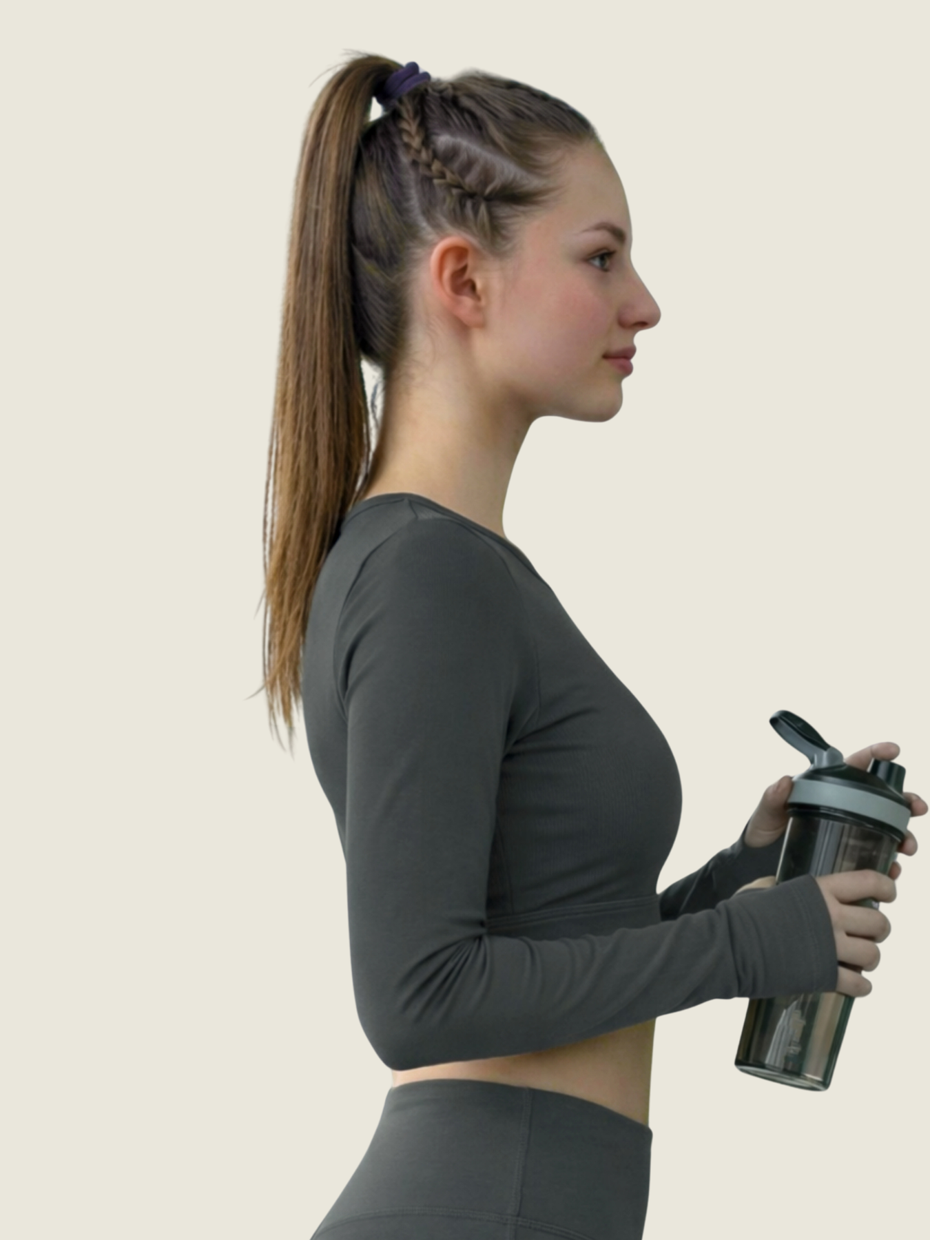 Long Sleeve Crop — Slate