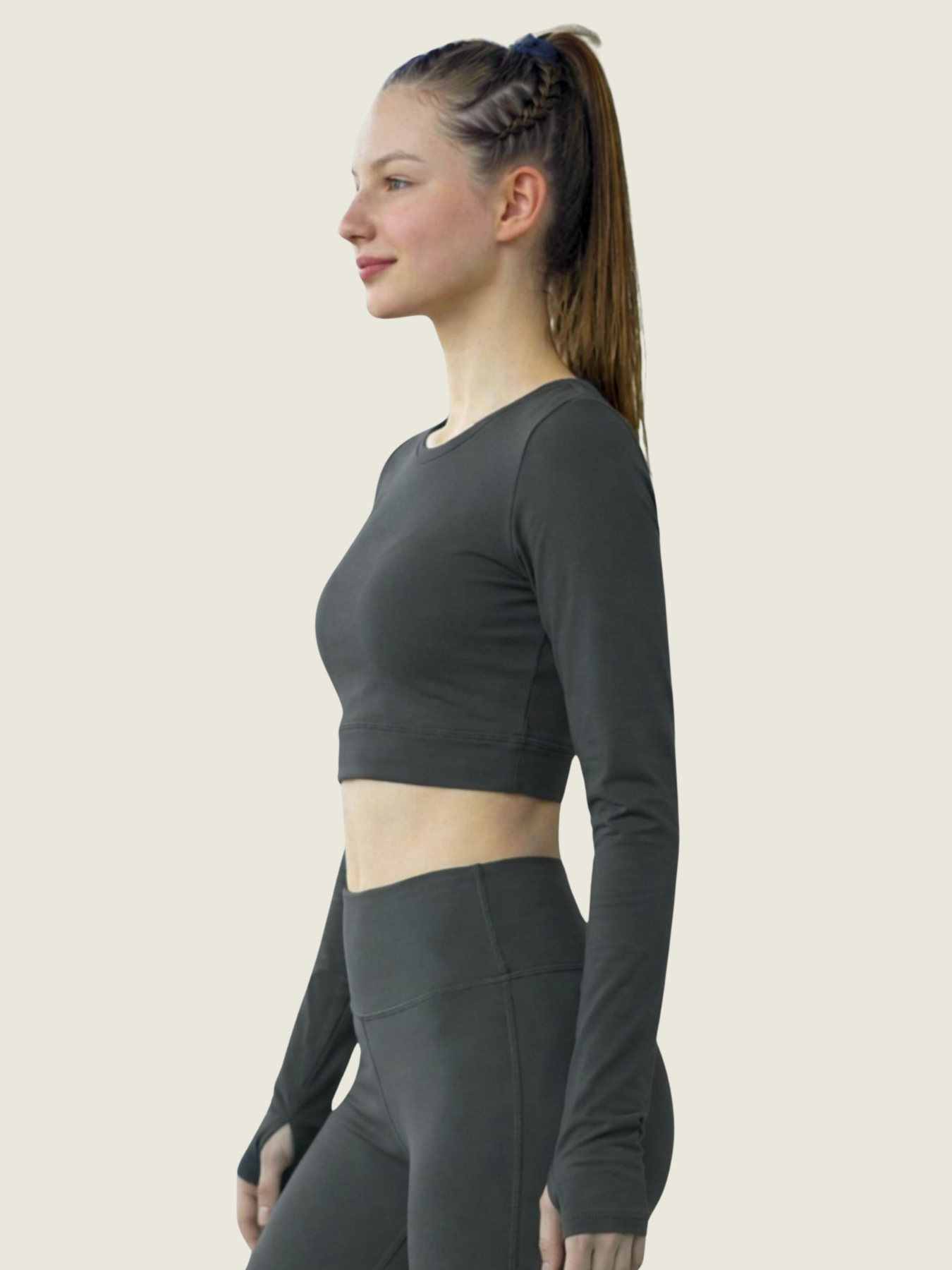 Long Sleeve Crop — Slate
