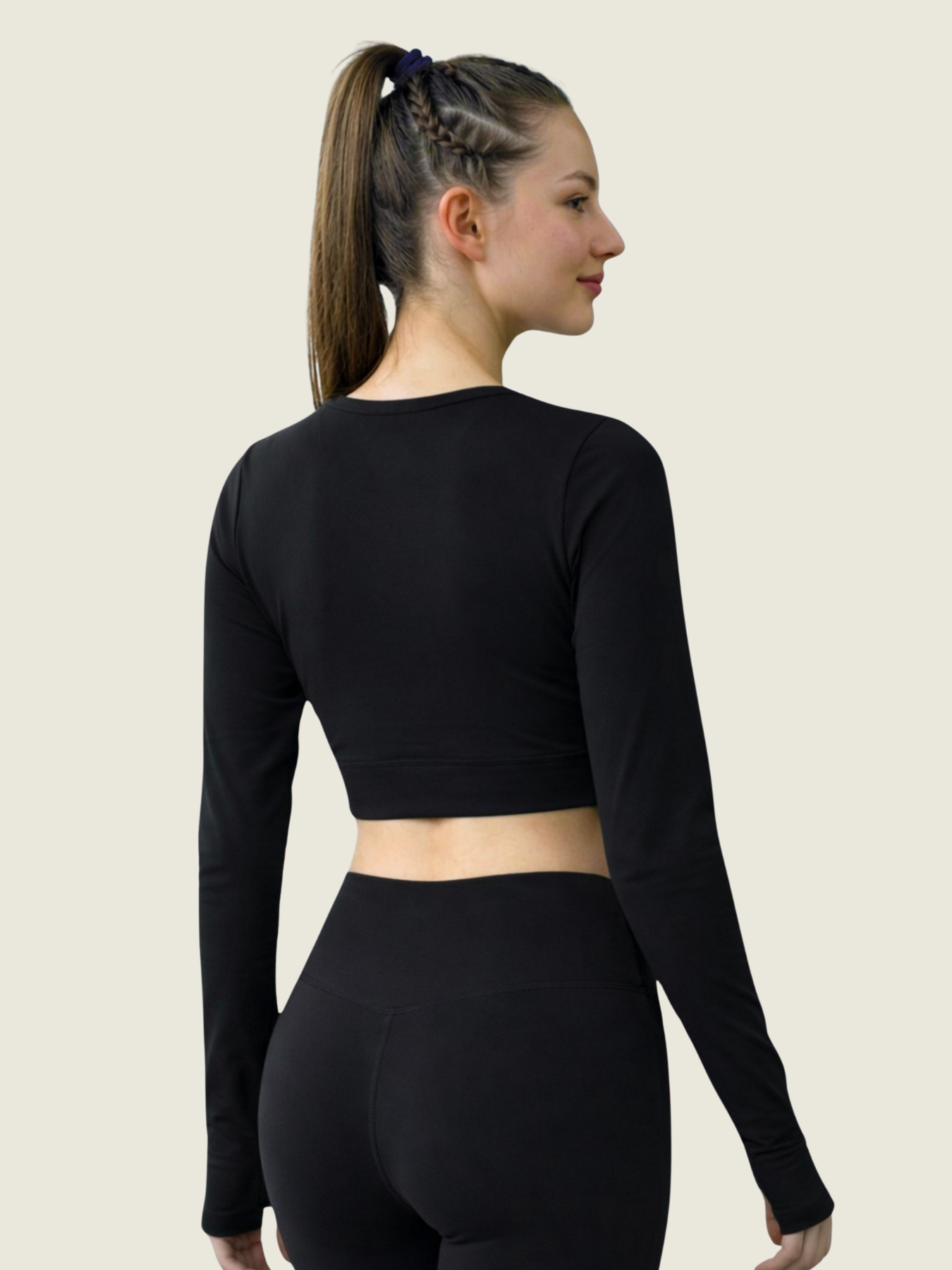 Long Sleeve Crop — Noir
