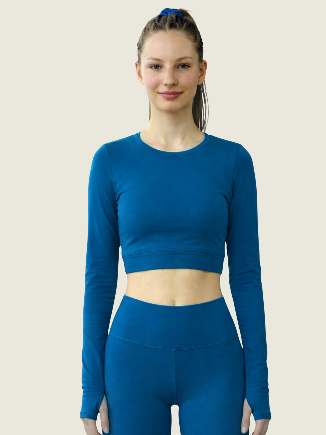 Long Sleeve Crop — Teal