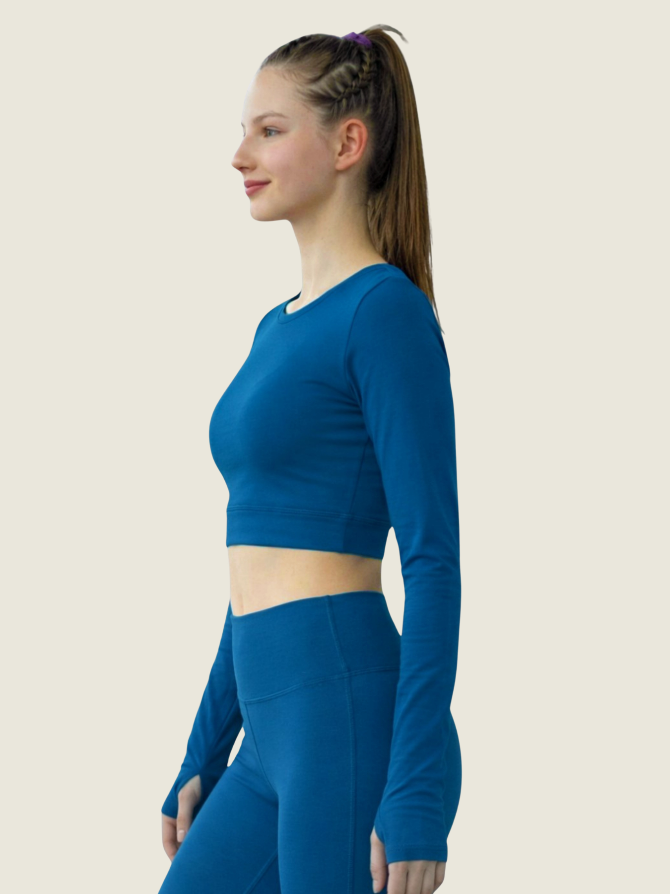 Long Sleeve Crop — Teal