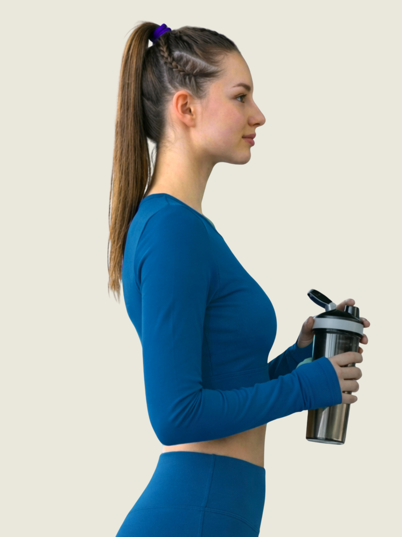 Long Sleeve Crop — Teal