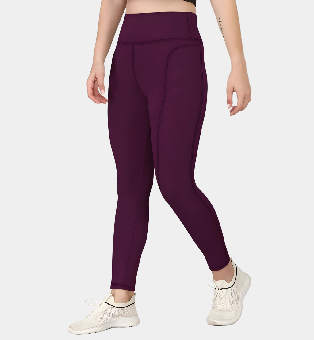 High Rise Stretch Yoga Tights Magenta wogo.fit wogo fit