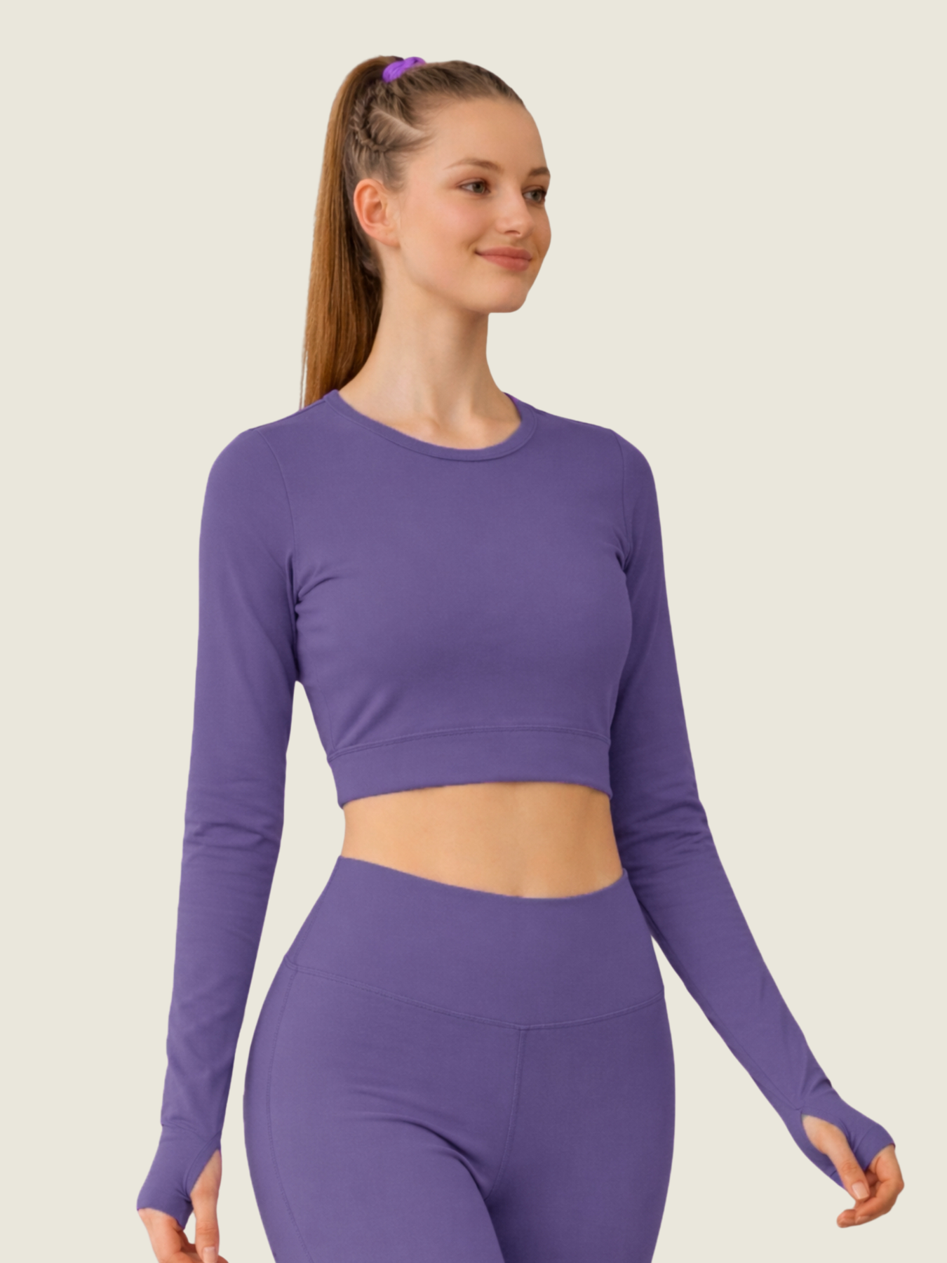 Long Sleeve Crop — Violet