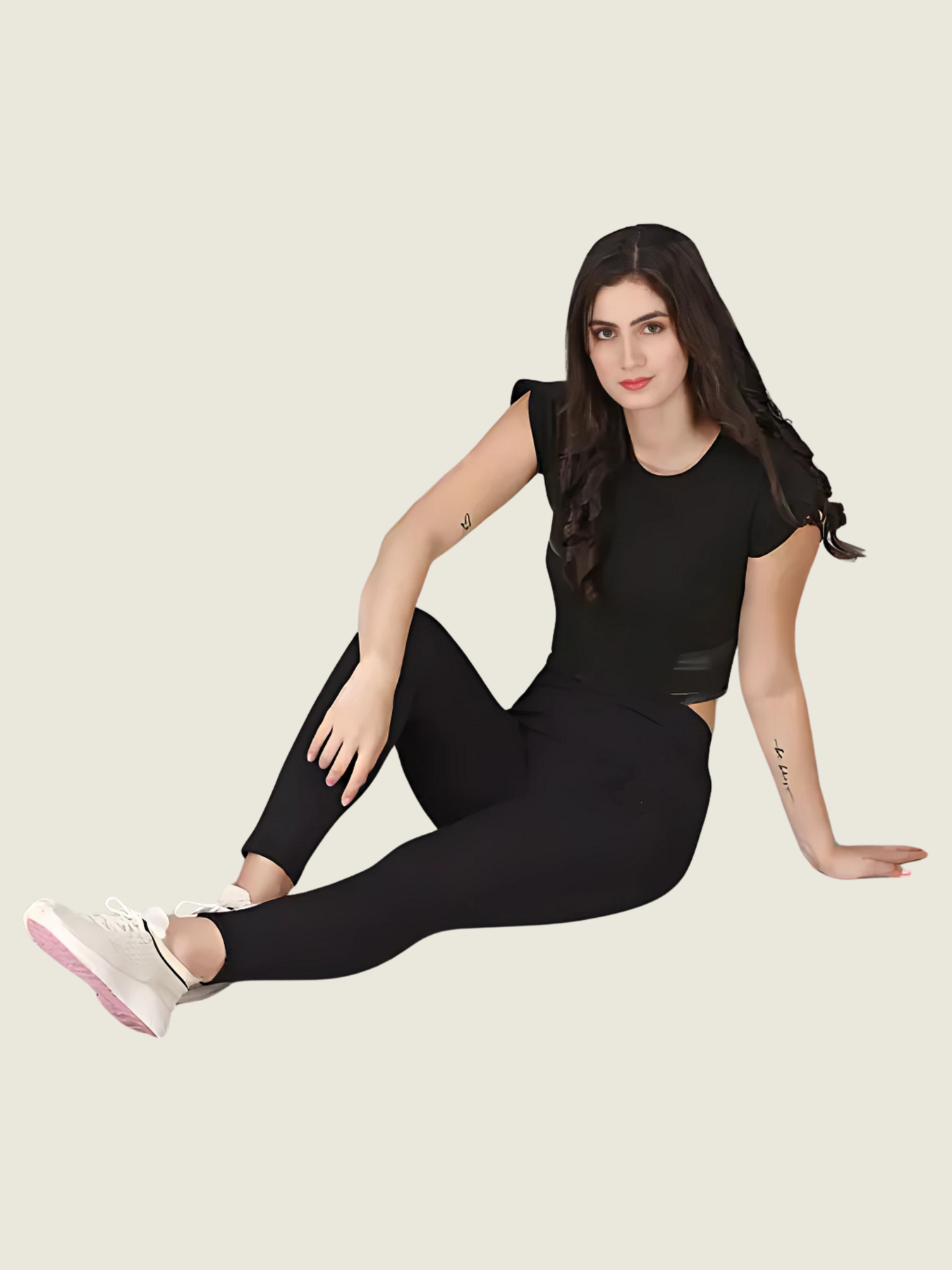 High-Waisted Ankle-Length Tights (Black)