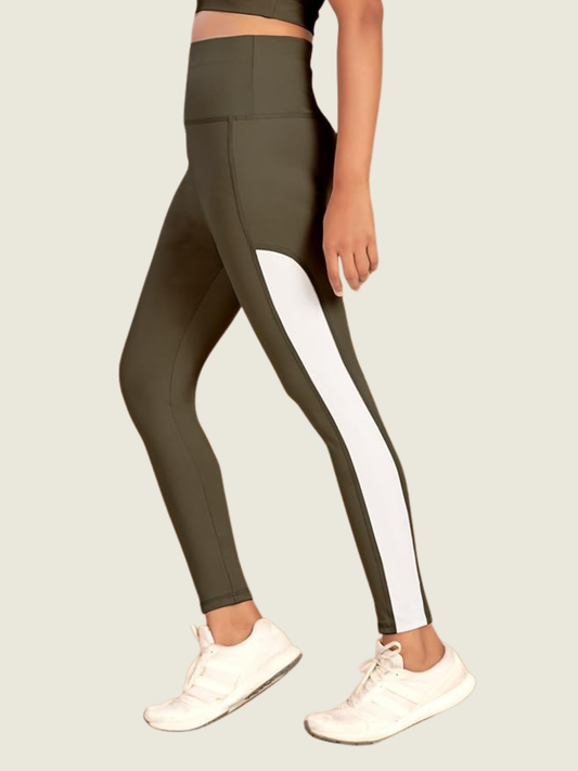 High-Rise Side Panel Yoga Tights – Olive Earth