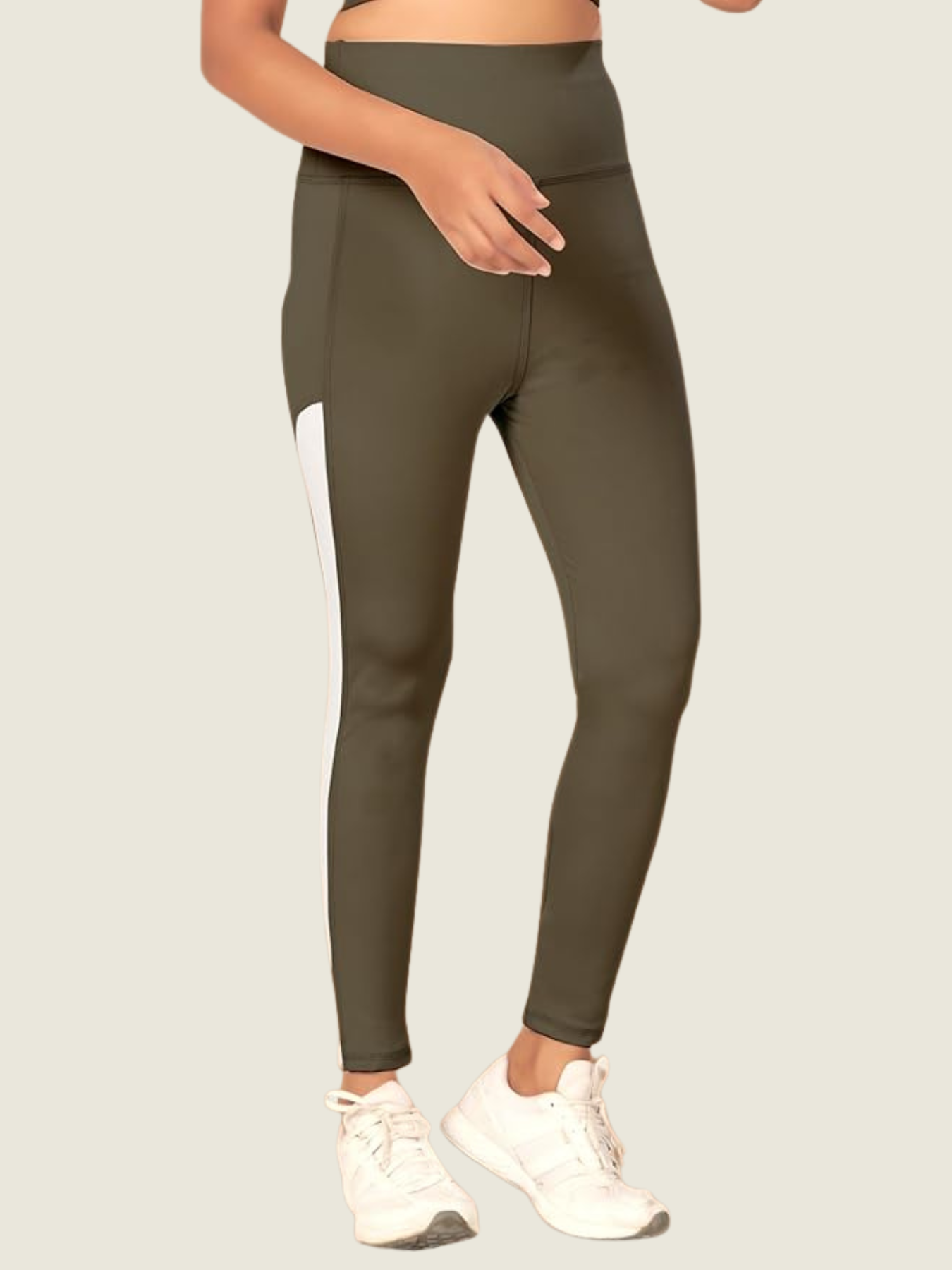 High-Rise Side Panel Yoga Tights – Olive Earth