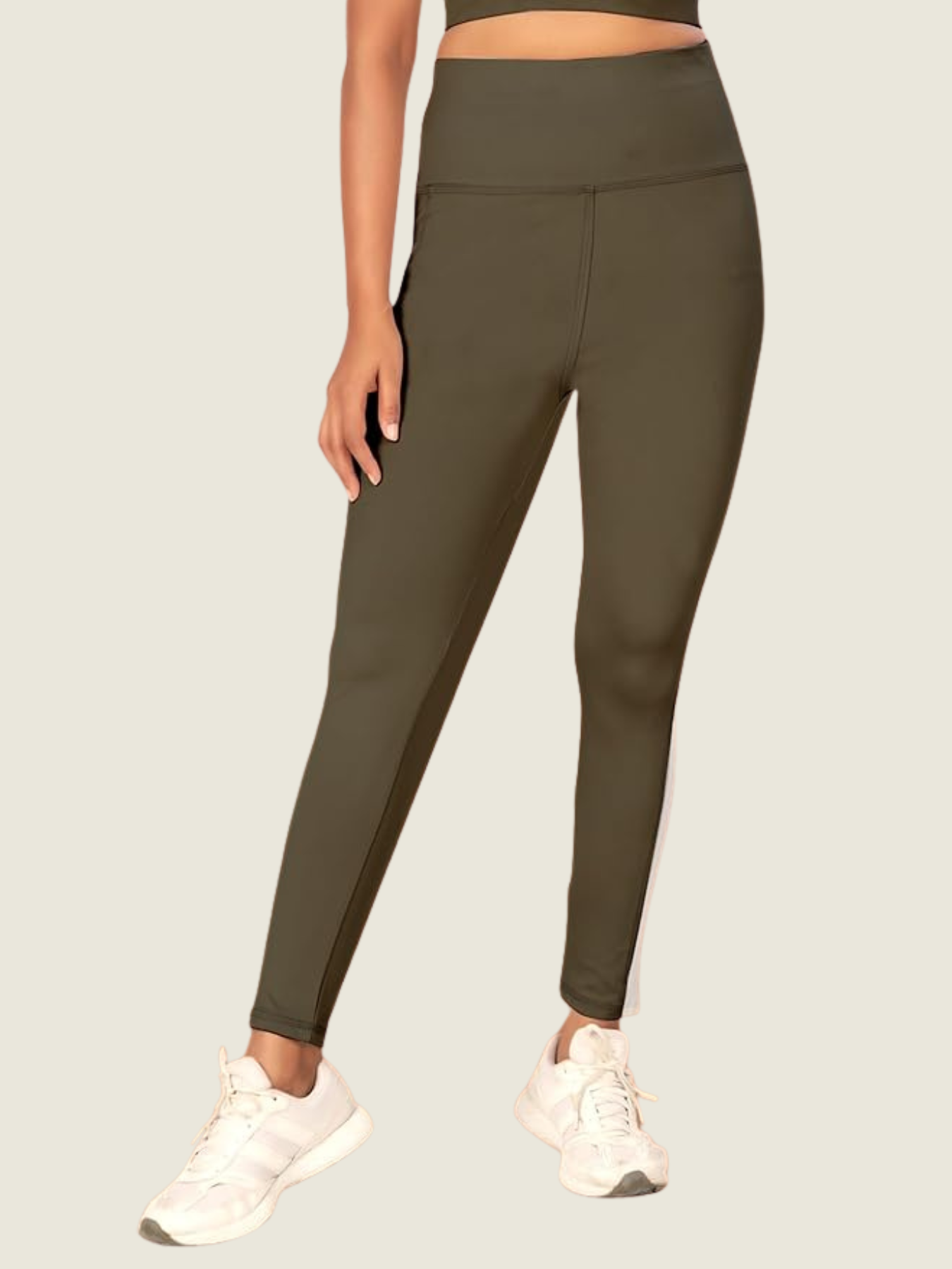 High-Rise Side Panel Yoga Tights – Olive Earth