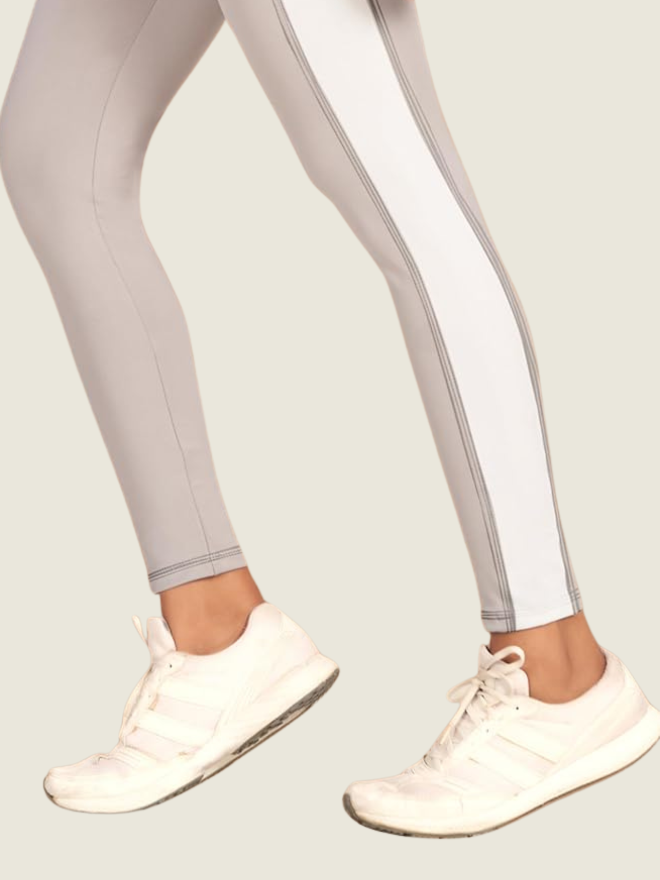 High-Rise Side Panel Yoga Tights – Soft Pearl Grey