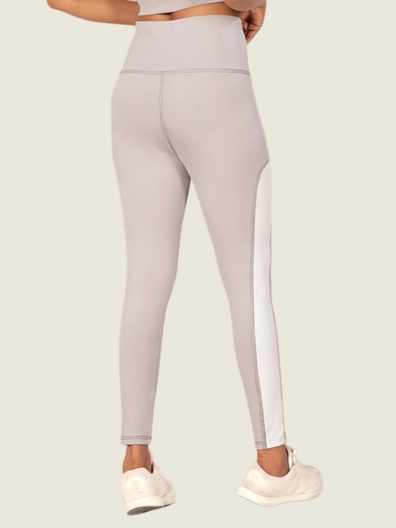 High-Rise Side Panel Yoga Tights – Soft Pearl Grey