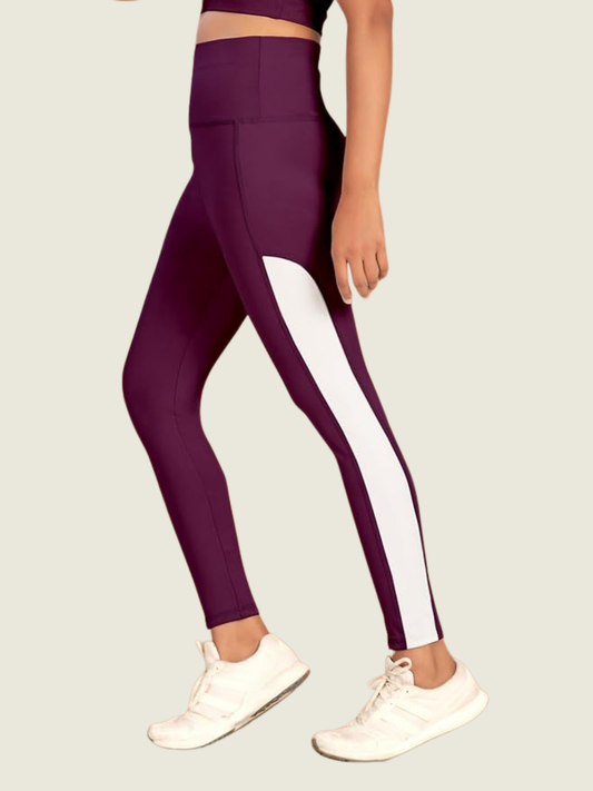 High-Rise Side Panel Yoga Tights – Plum Wine