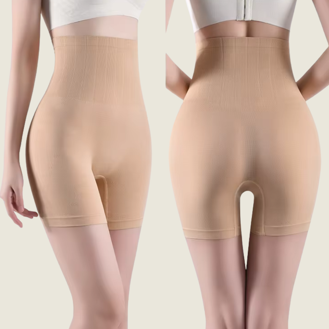 High-Waist Tummy Control Shapewear Shorts (Pack of 2 – Black & Beige)