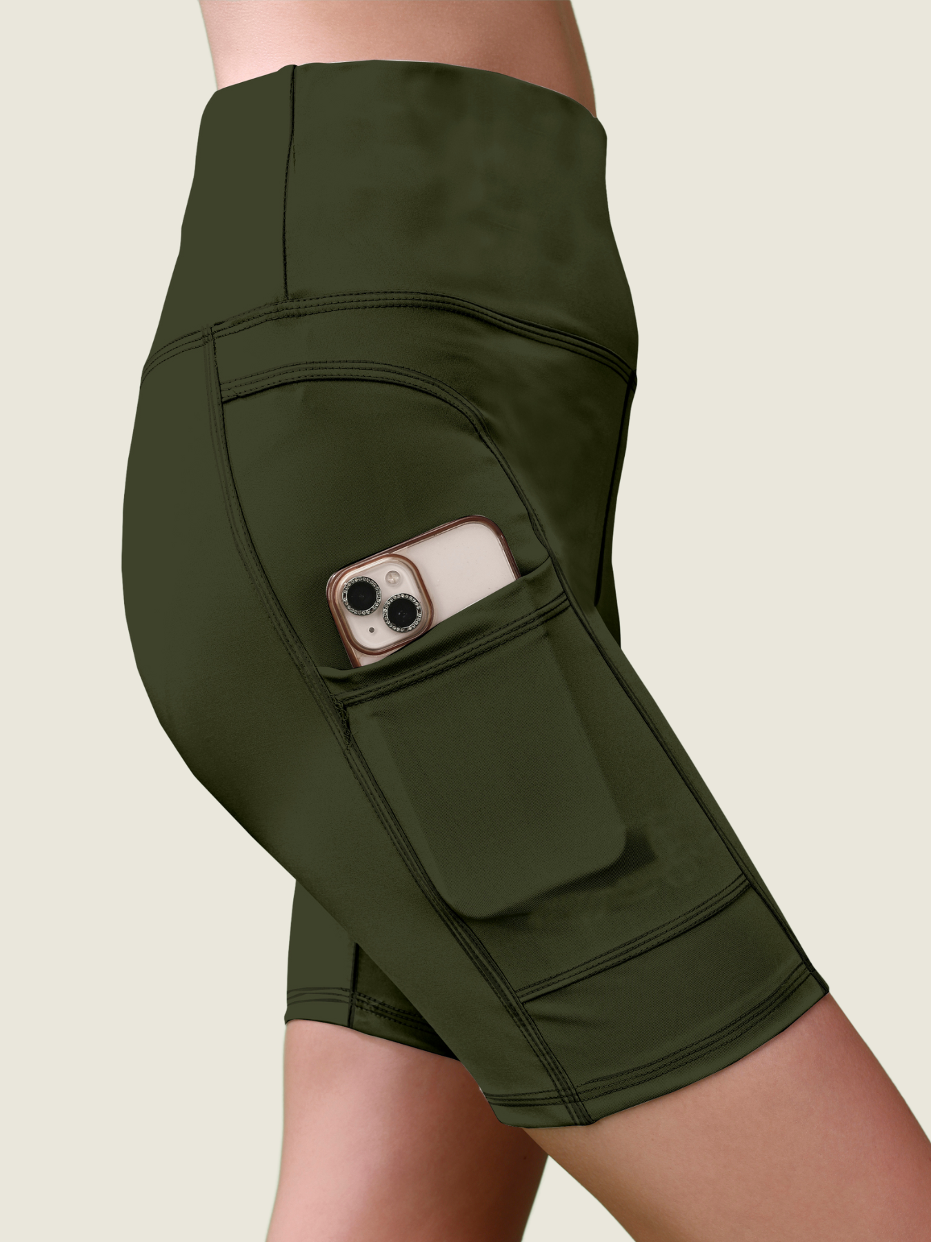 High-Waist Active Shorts (Forest Green)