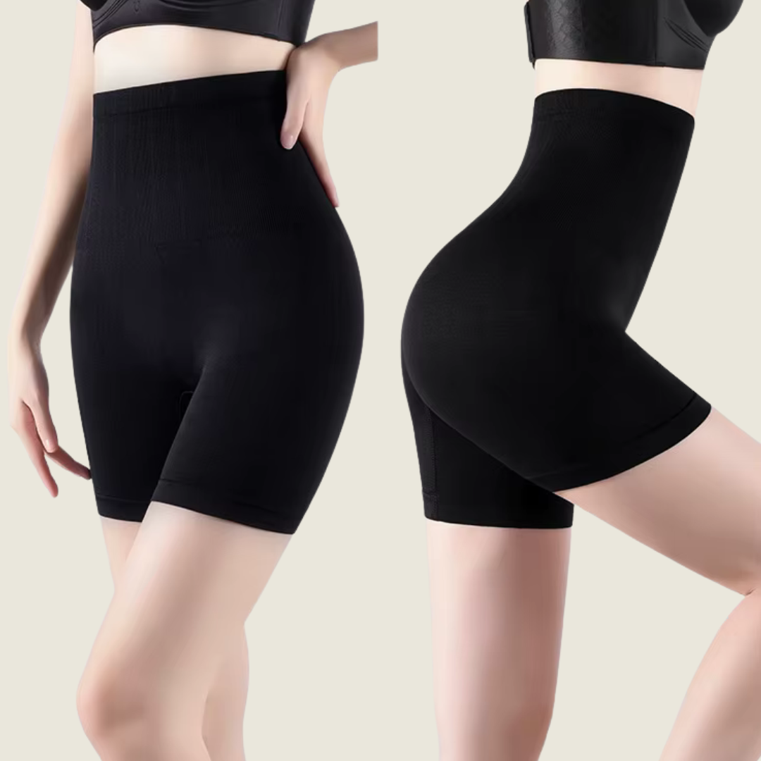High-Waist Tummy Control Shapewear Shorts (Pack of 2 – Black & Beige)