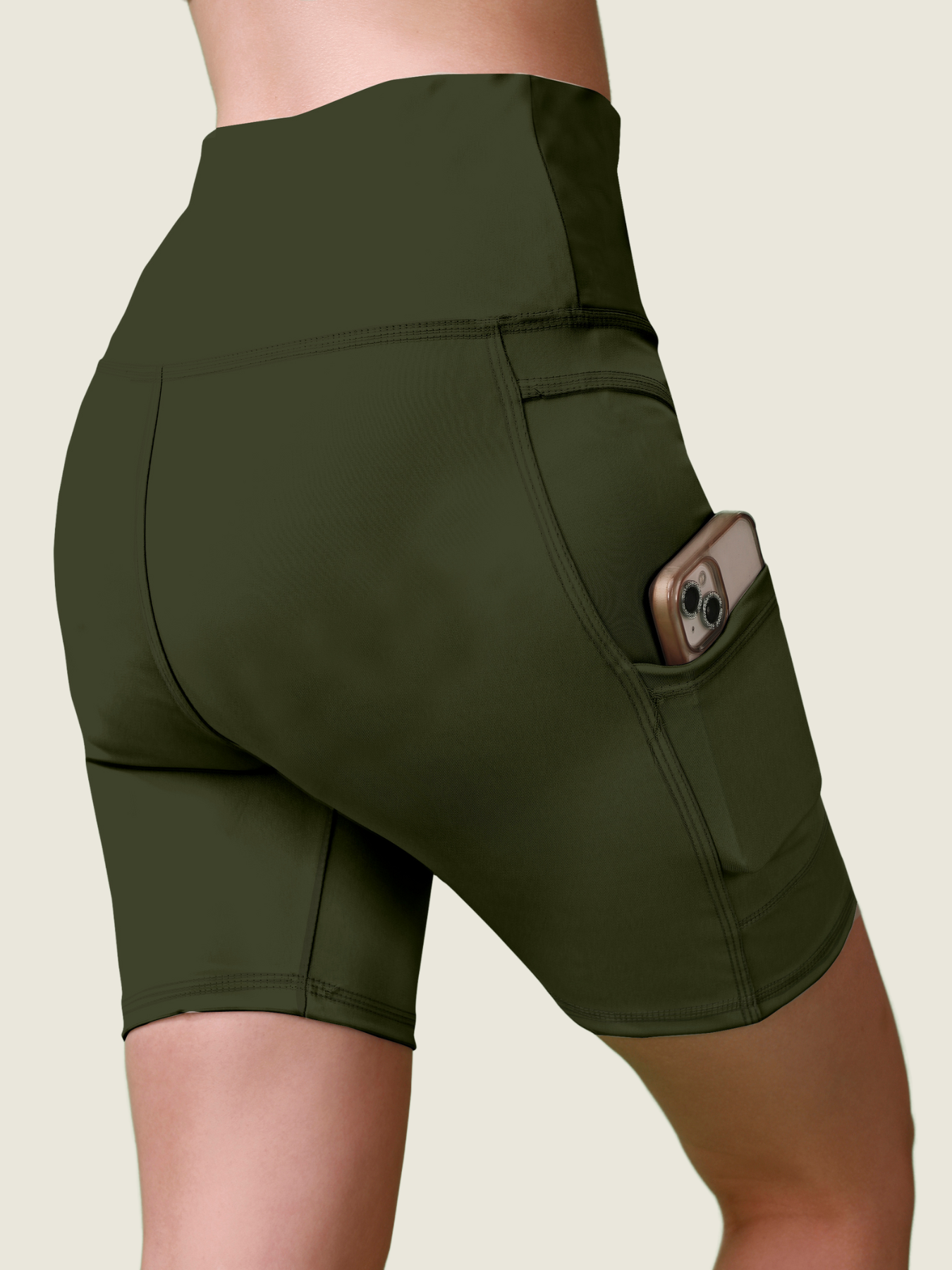 High-Waist Active Shorts (Forest Green)
