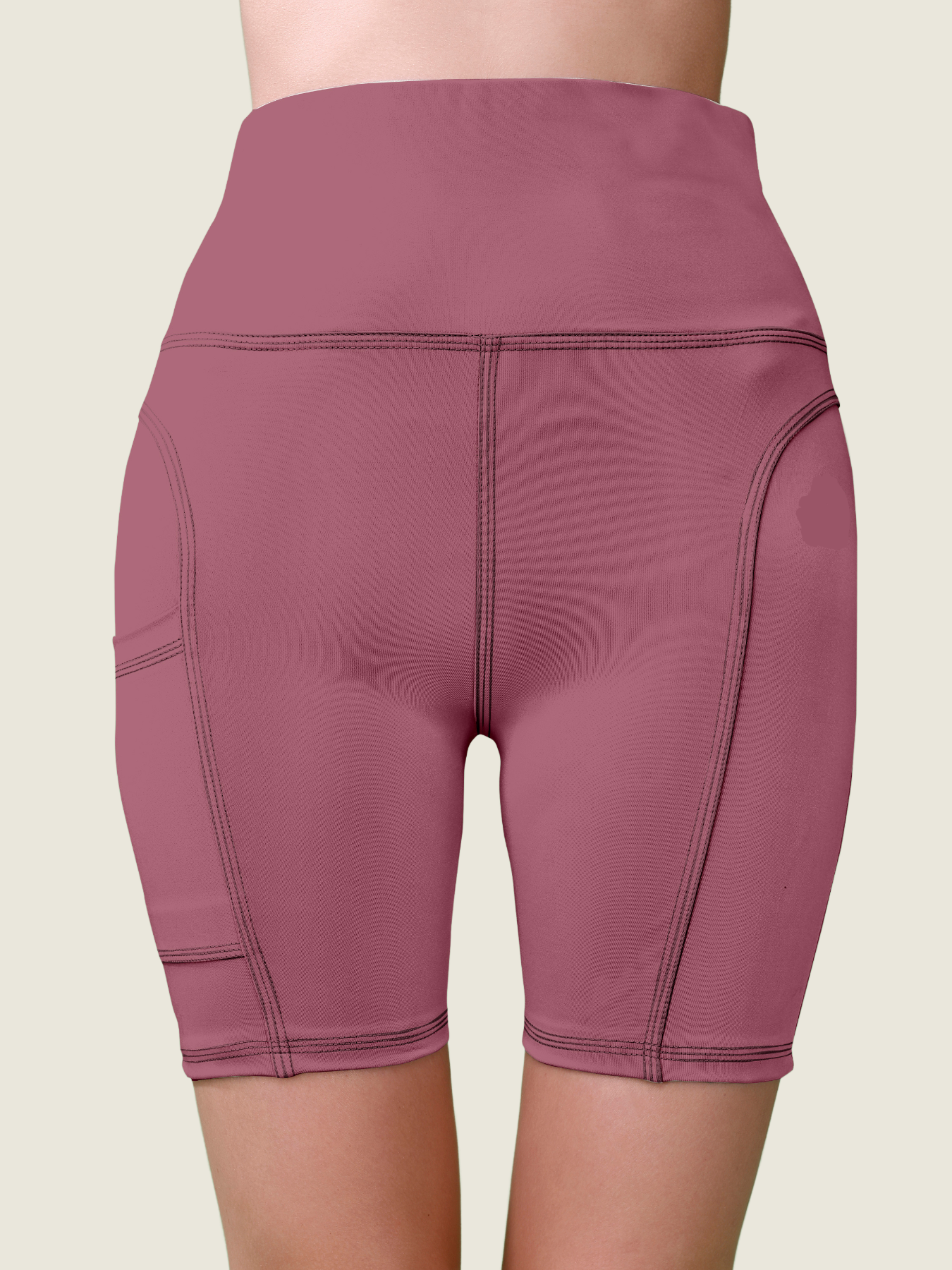 High-Waist Active Shorts (Dusty Rose)