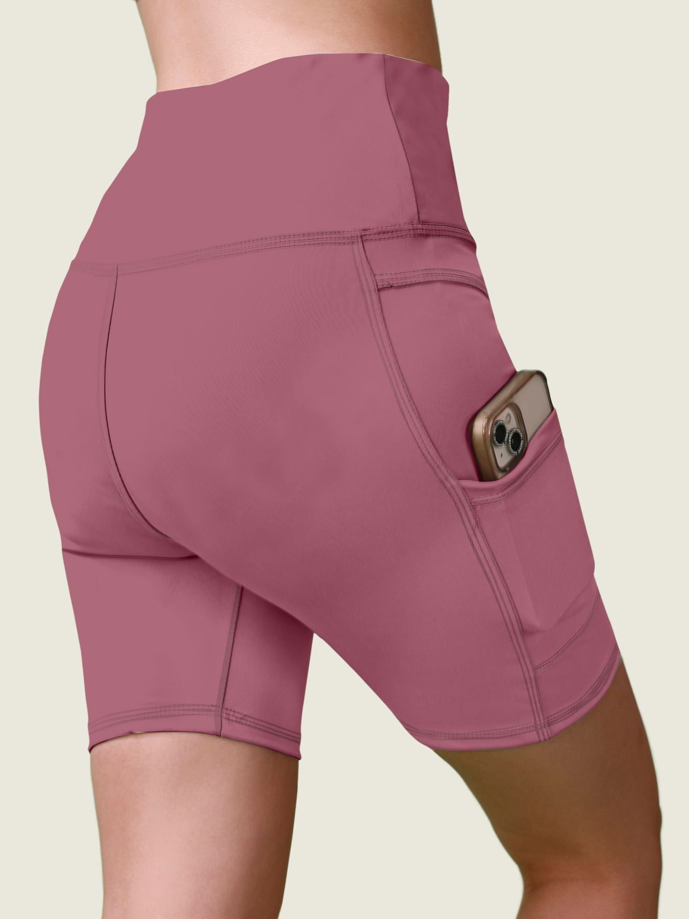 High-Waist Active Shorts (Dusty Rose)