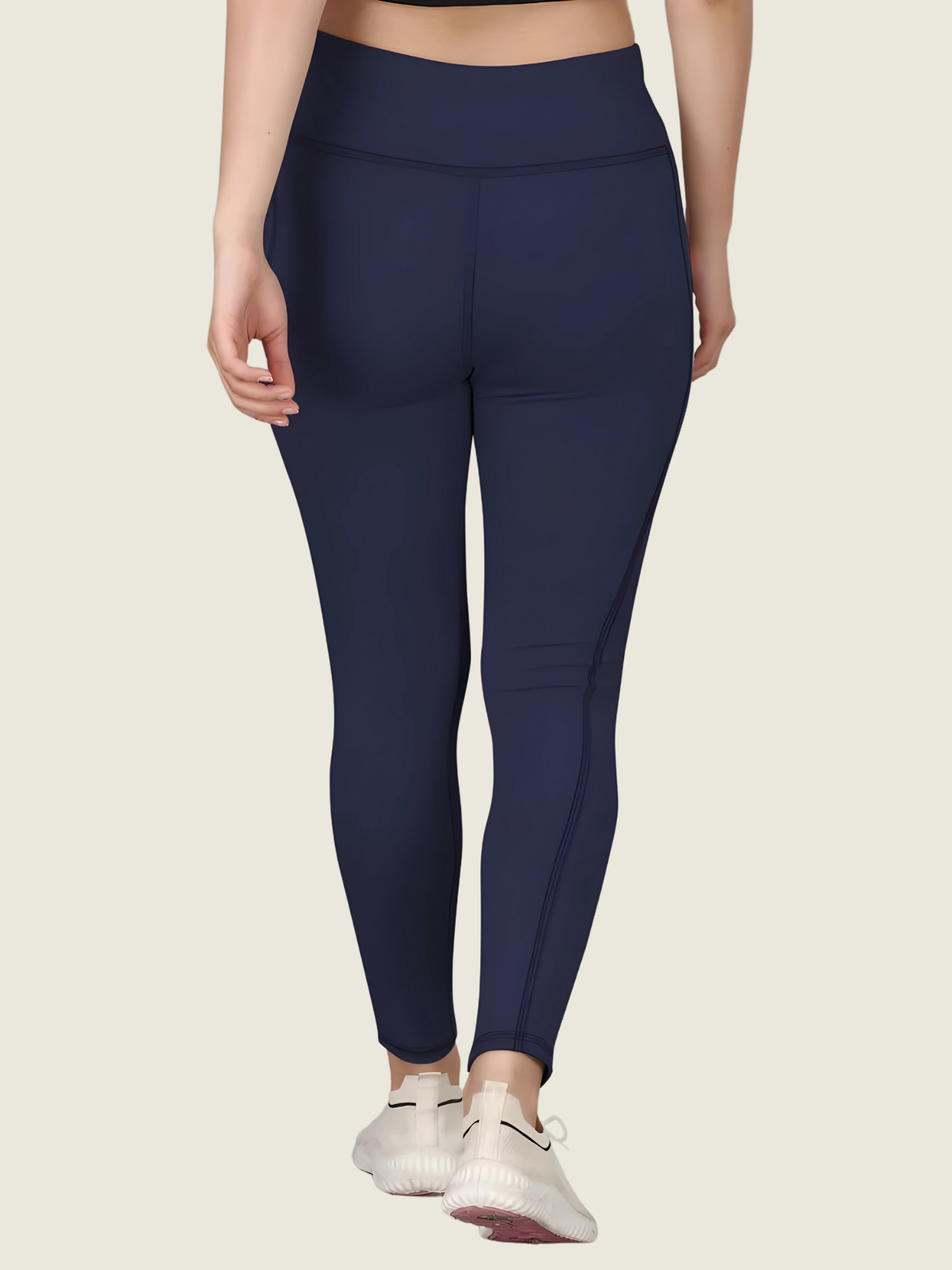 High-Waisted Ankle-Length Tights (Blue)