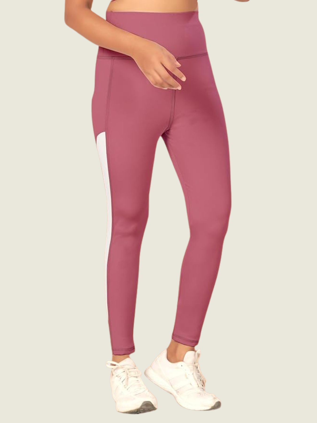 High-Rise Side Panel Yoga Tights – Rose Mauve