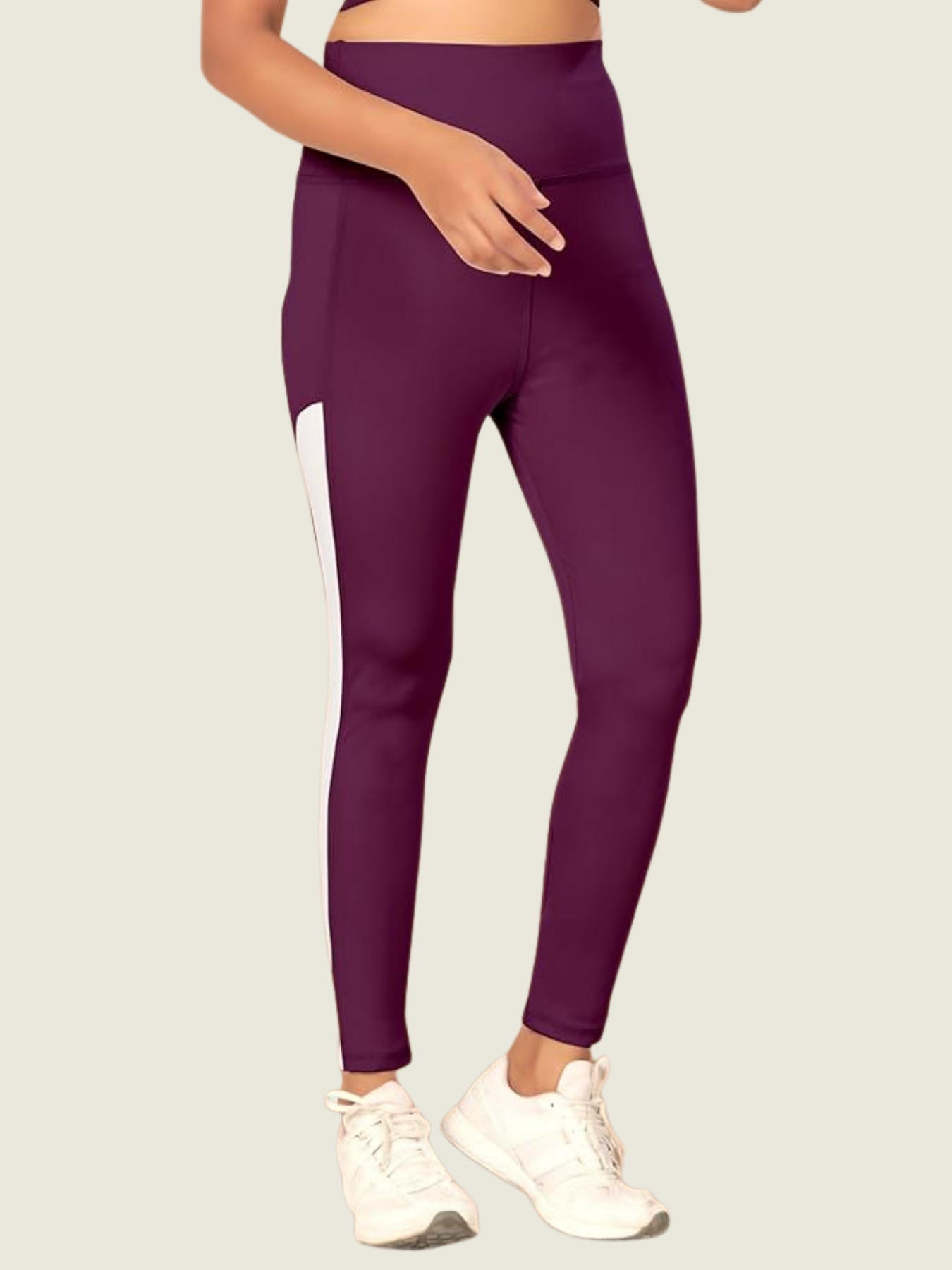 High-Rise Side Panel Yoga Tights – Plum Wine