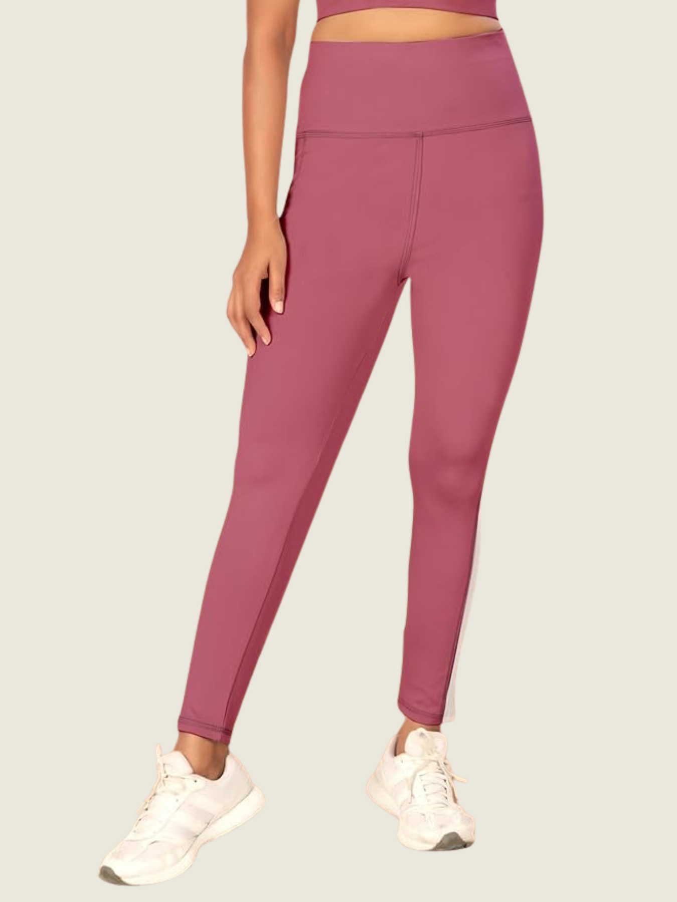 High-Rise Side Panel Yoga Tights – Rose Mauve