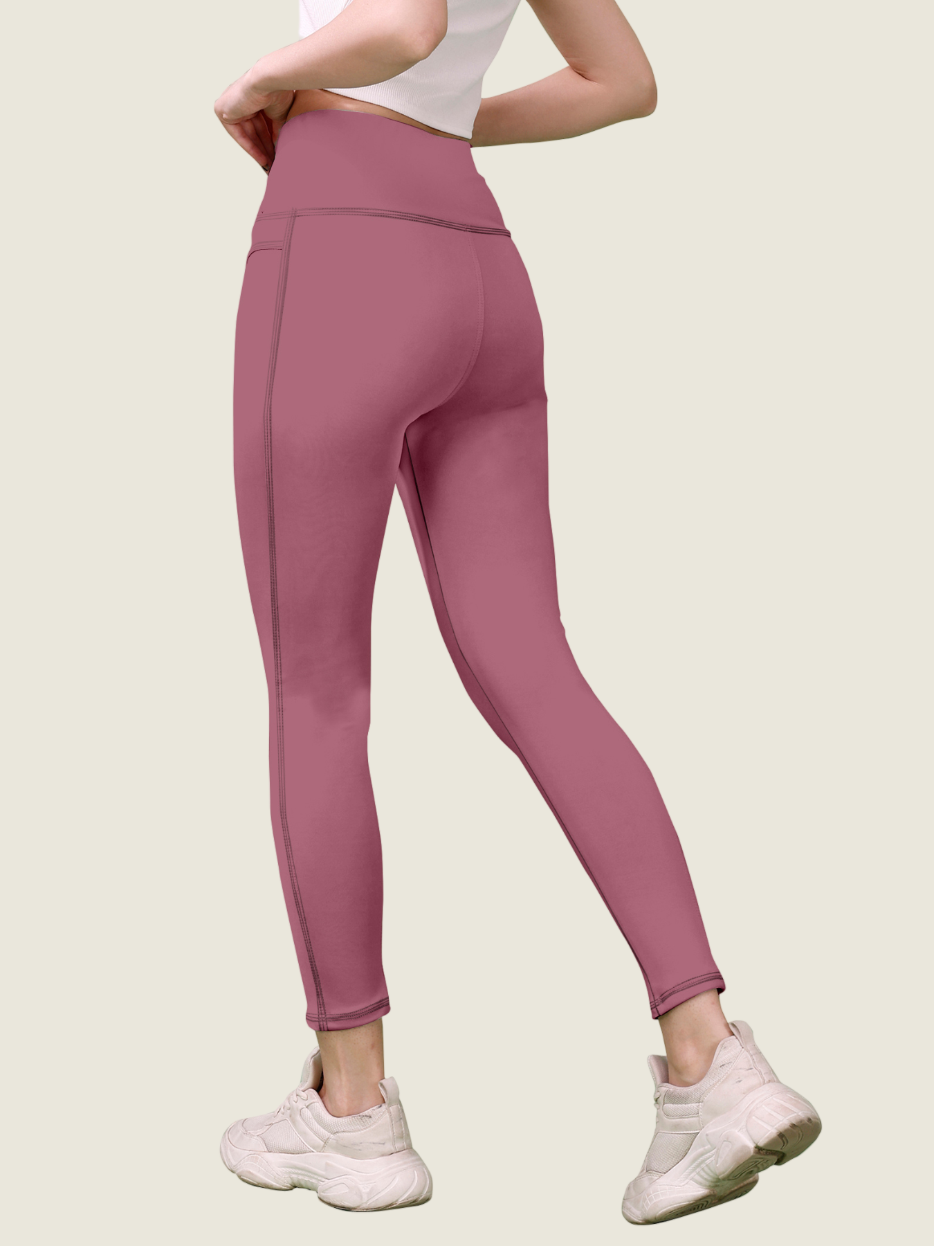 V Waist Long Leggings (Dusty Rose)