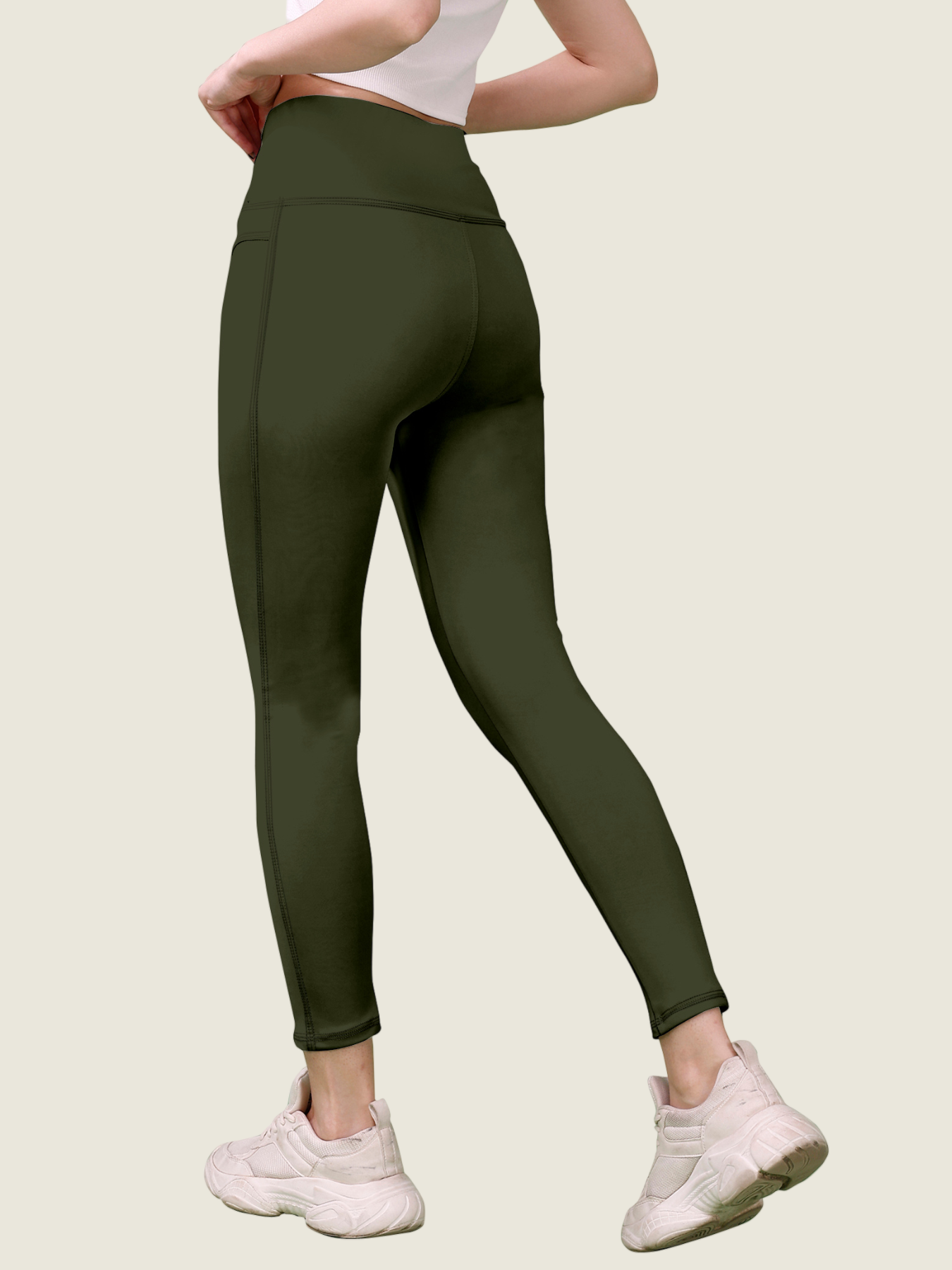 V Waist Long Leggings (Forest Green)
