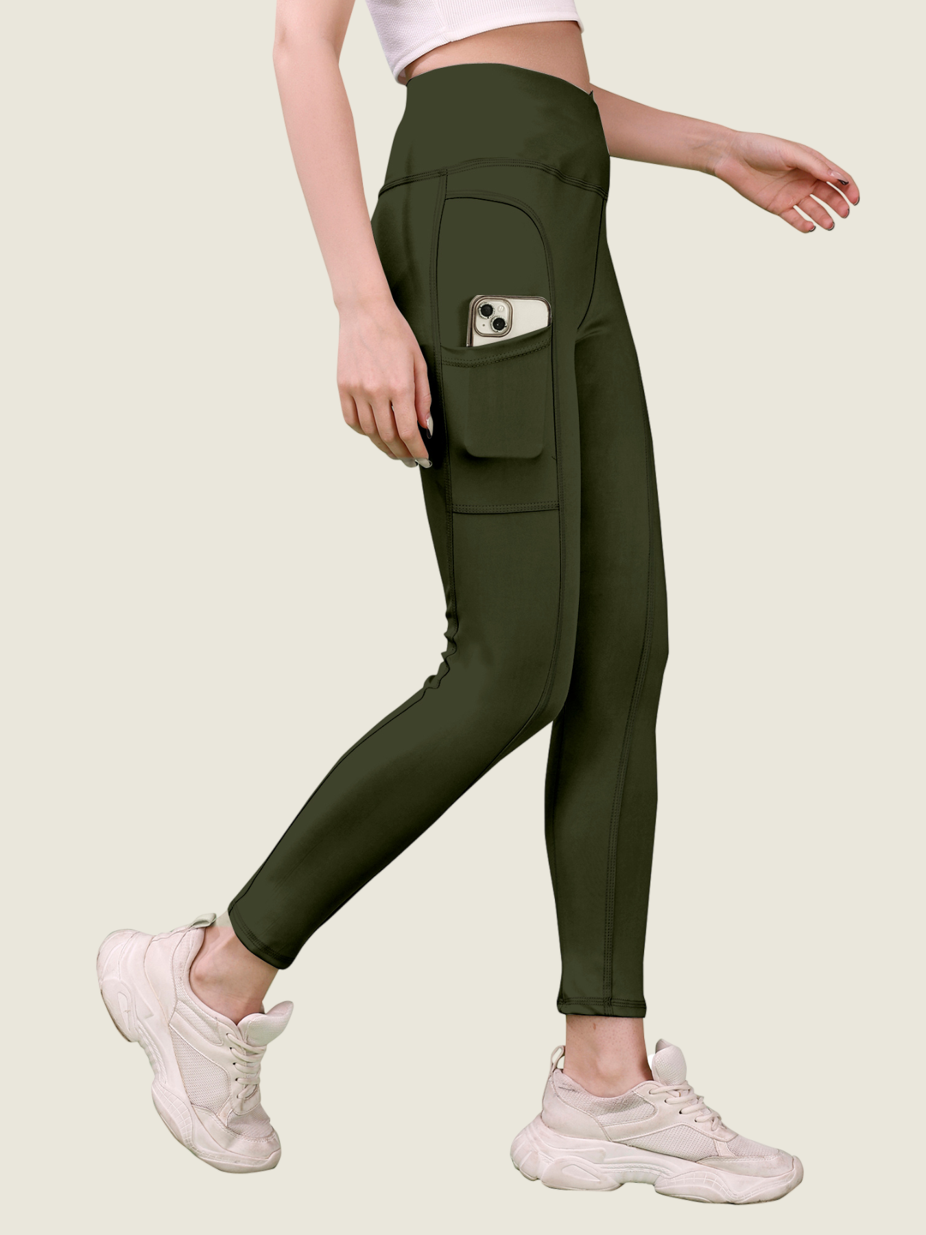 V Waist Long Leggings (Forest Green)