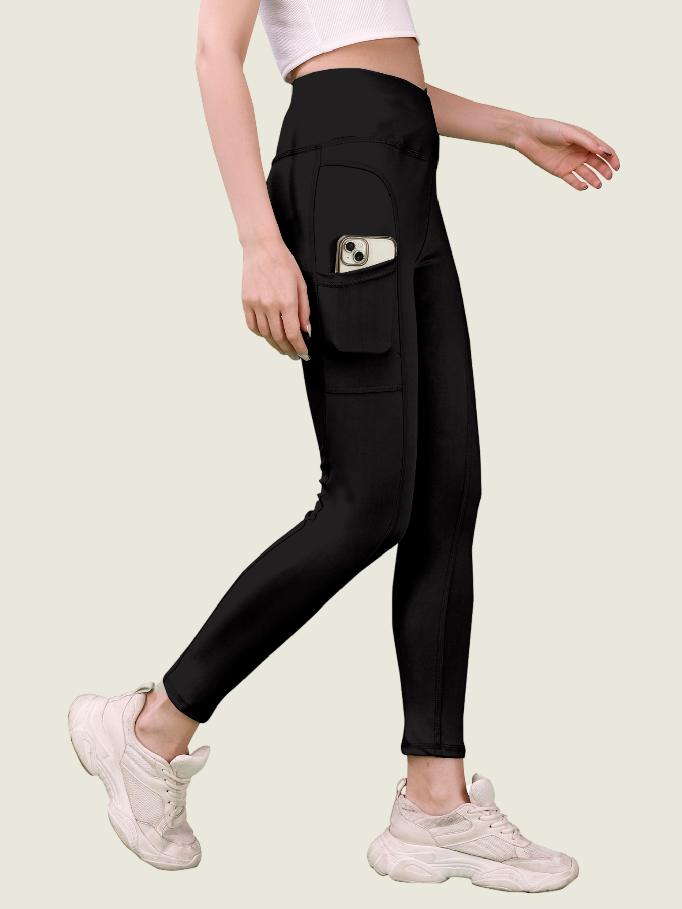 V Waist Long Leggings (Jet Black)