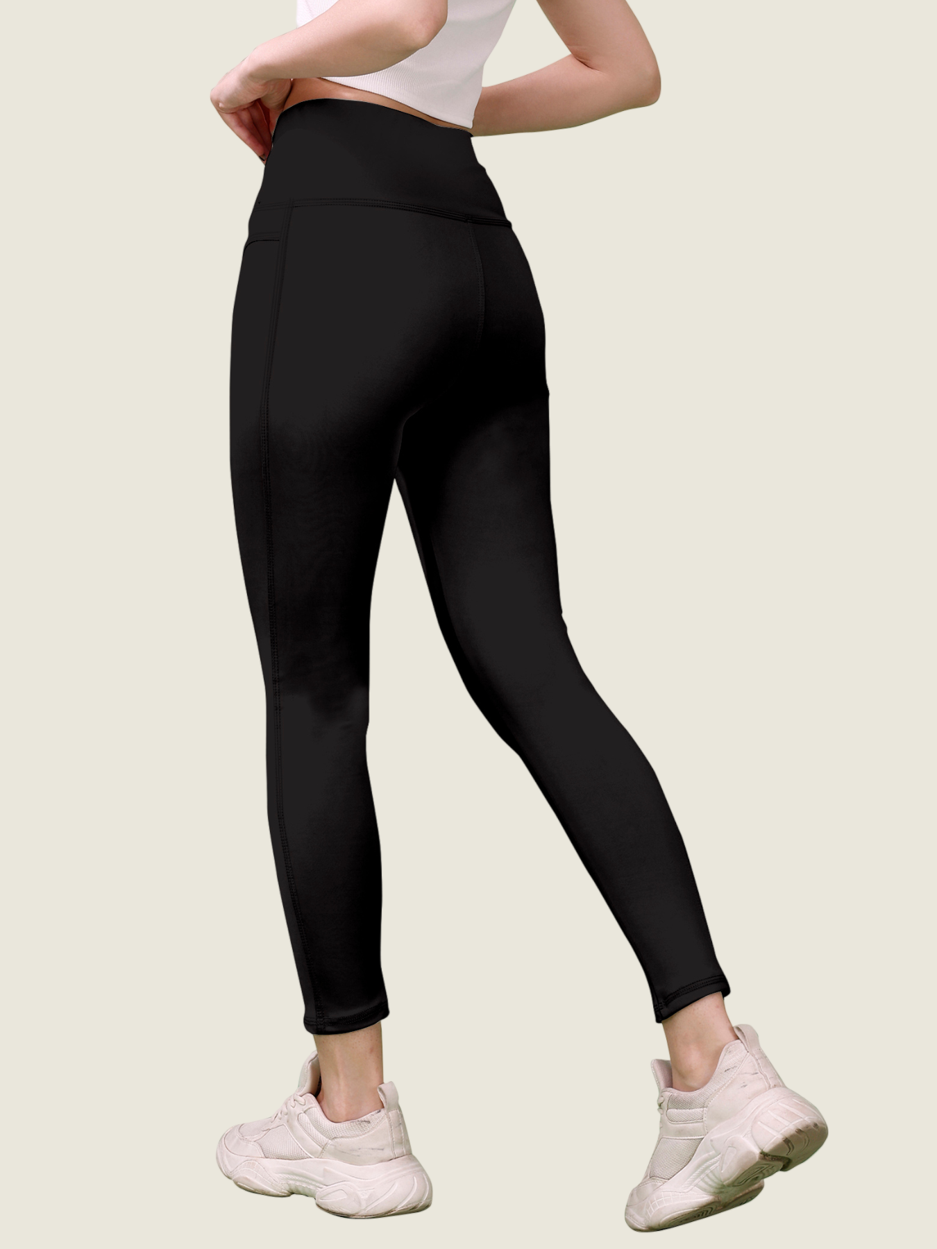 V Waist Long Leggings (Jet Black)