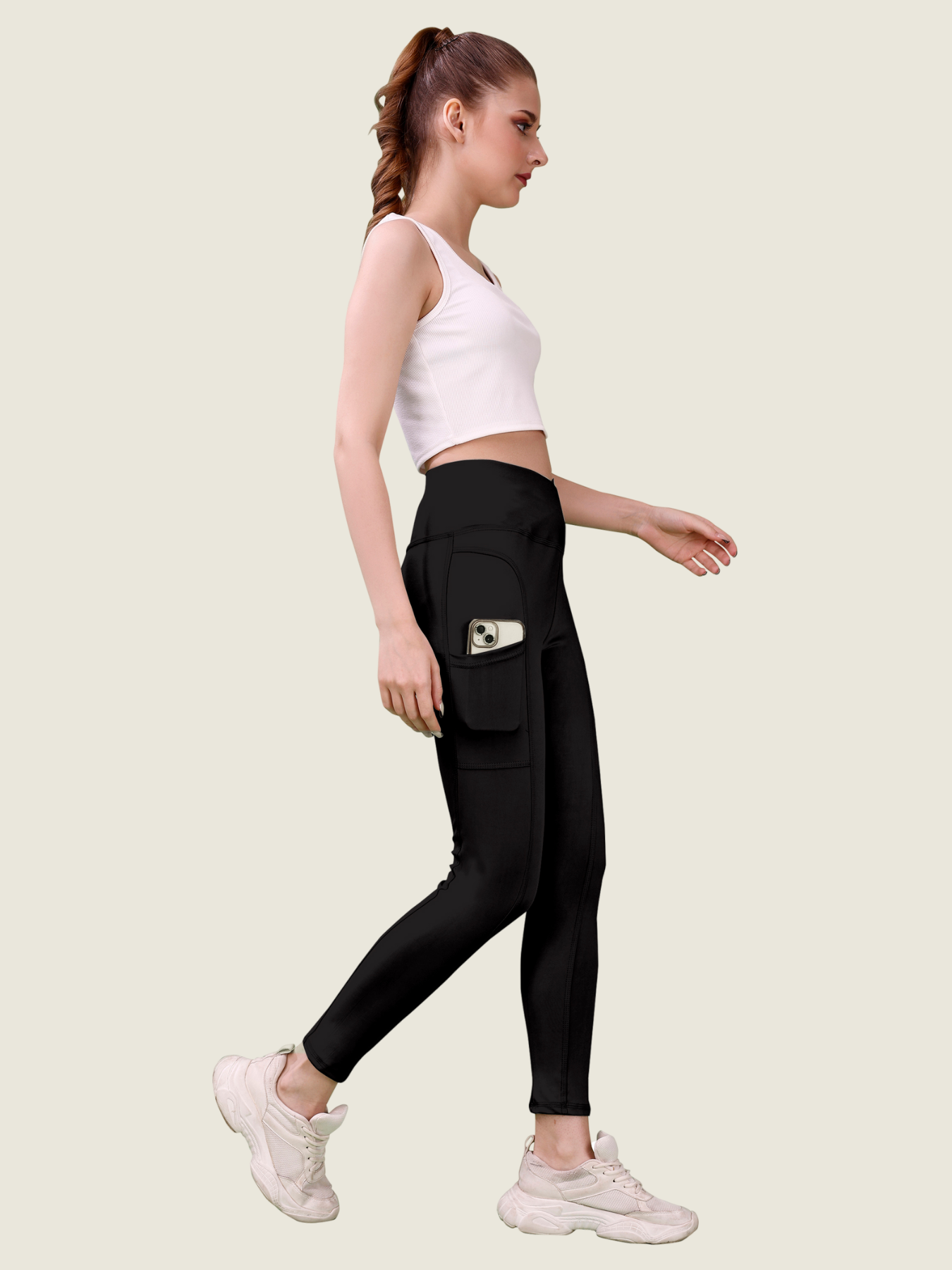 V Waist Long Leggings (Jet Black)