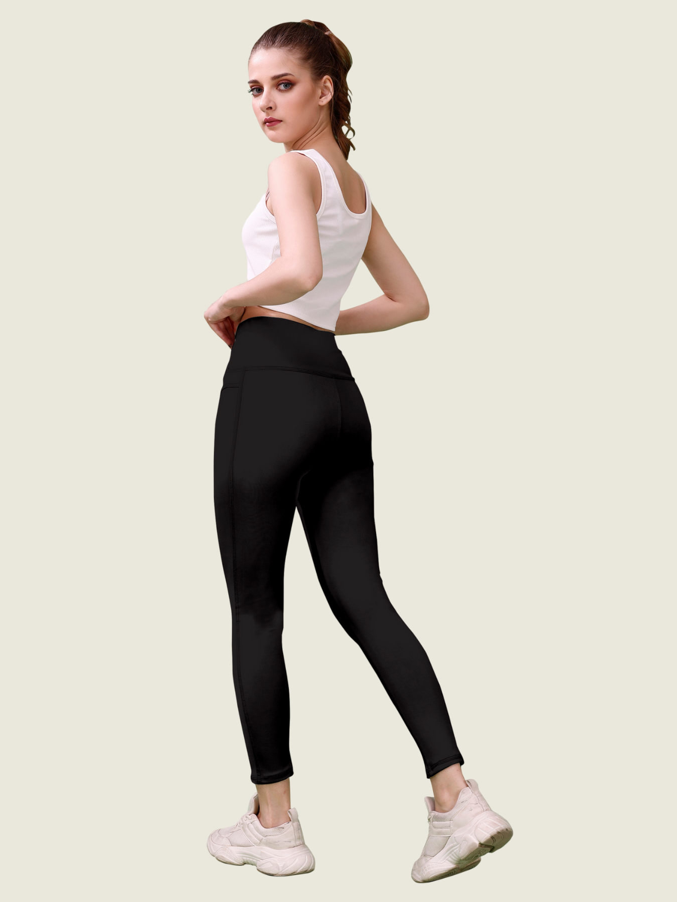 V Waist Long Leggings (Jet Black)