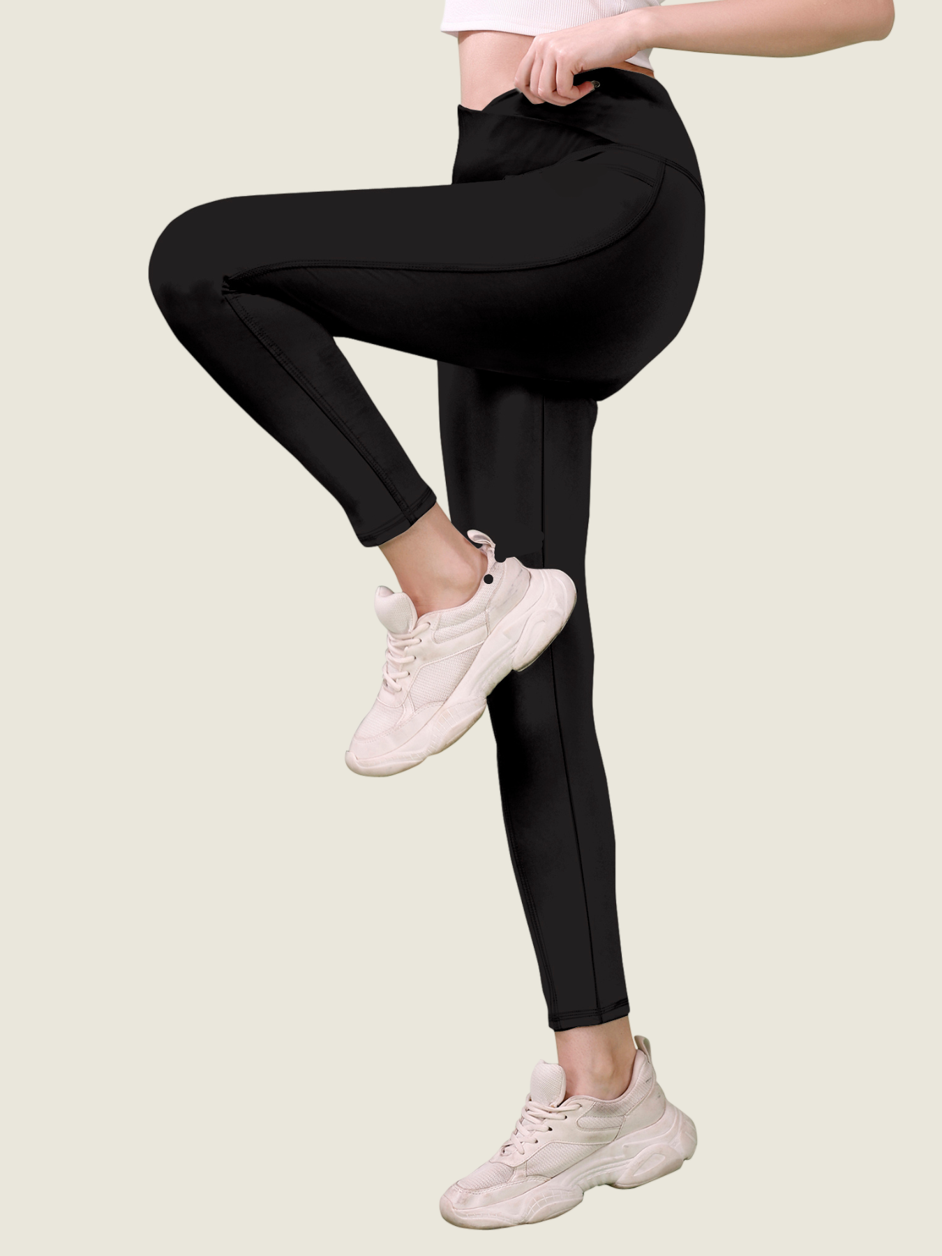 V Waist Long Leggings (Jet Black)