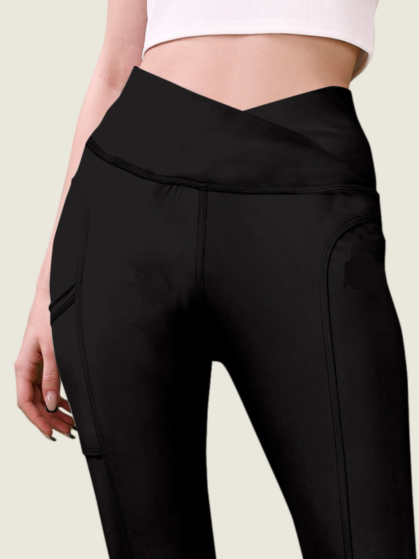 V Waist Long Leggings (Jet Black)