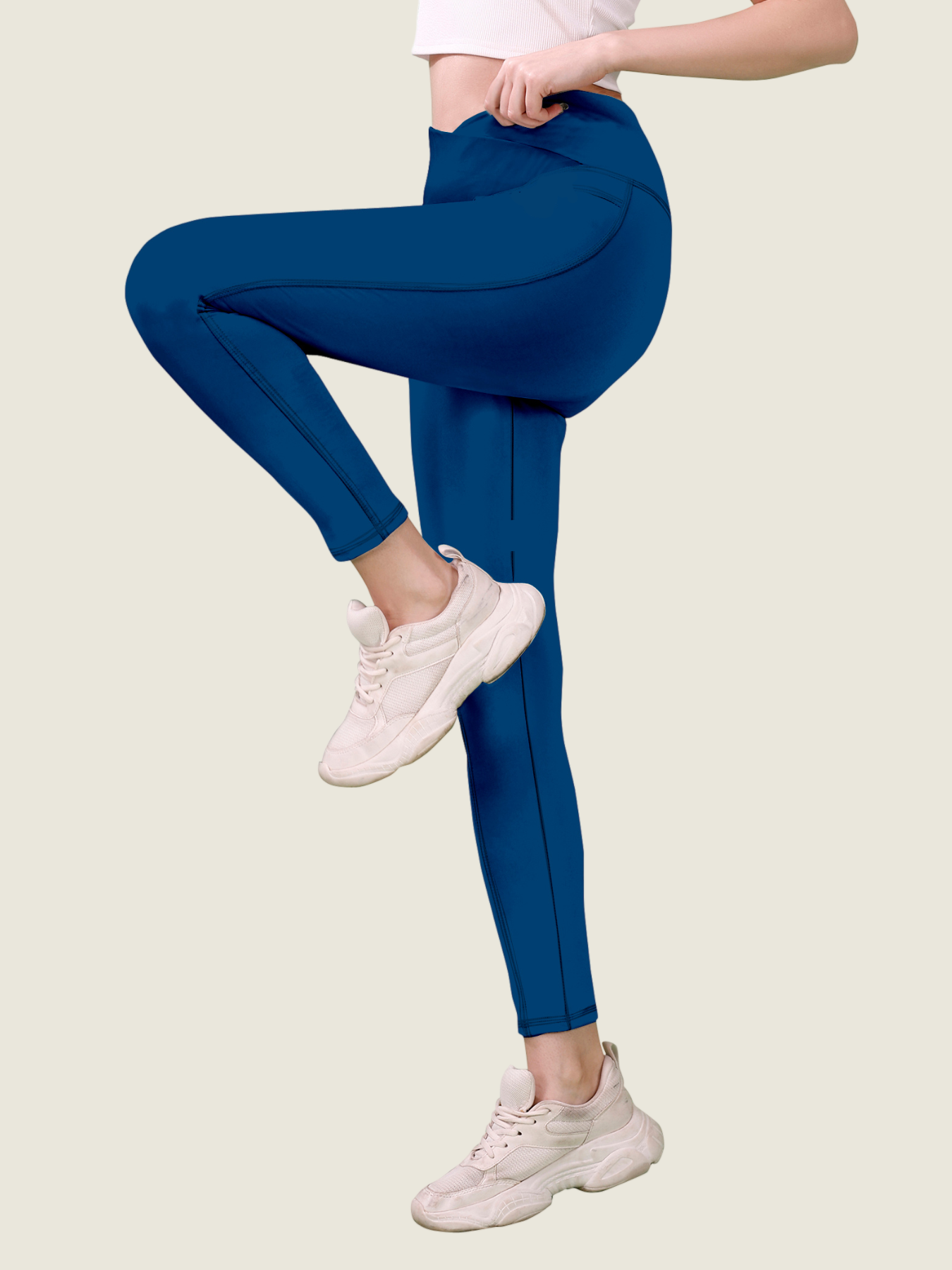 V Waist Long Leggings (Navy Sapphire)
