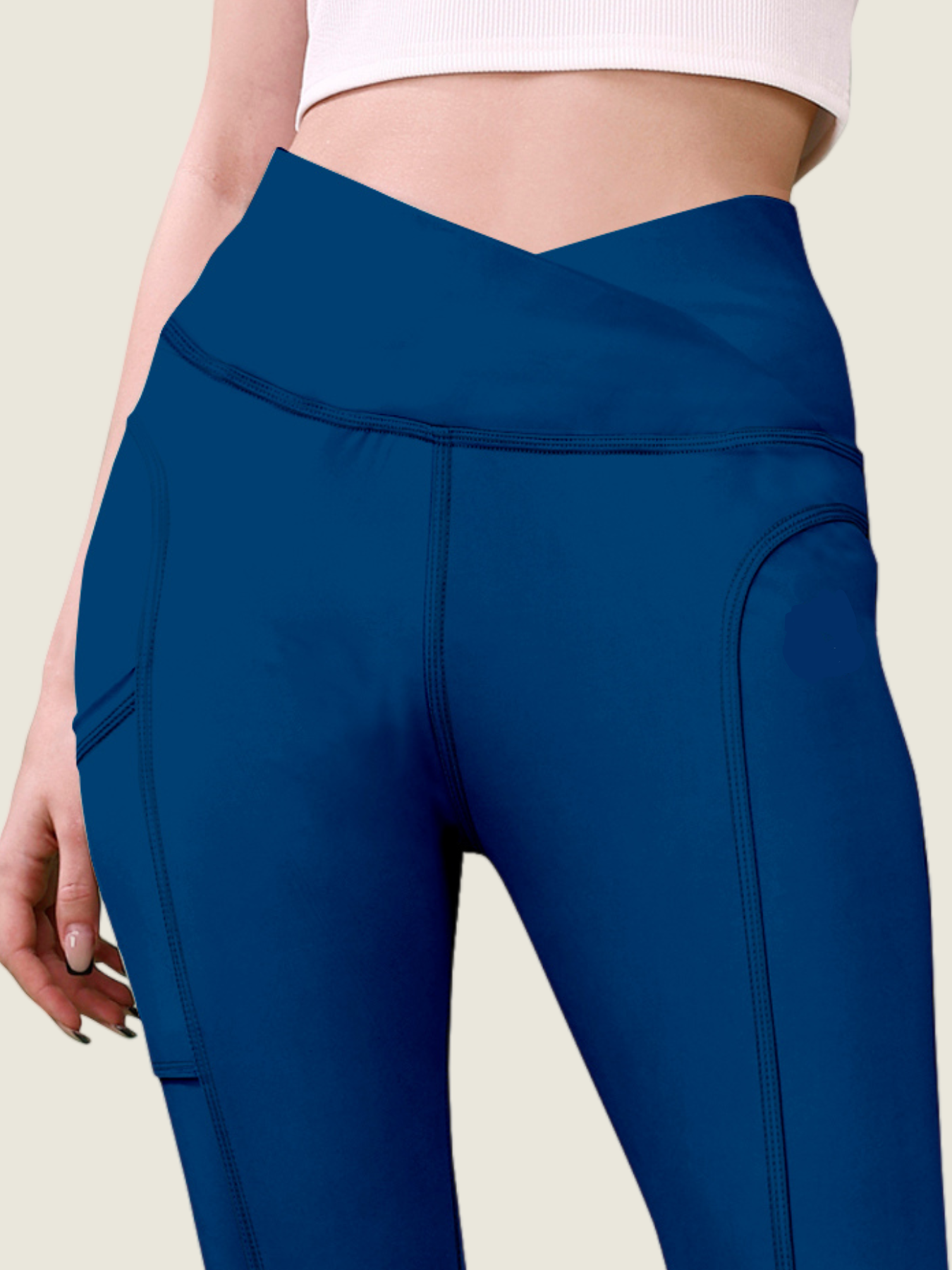 V Waist Long Leggings (Navy Sapphire)