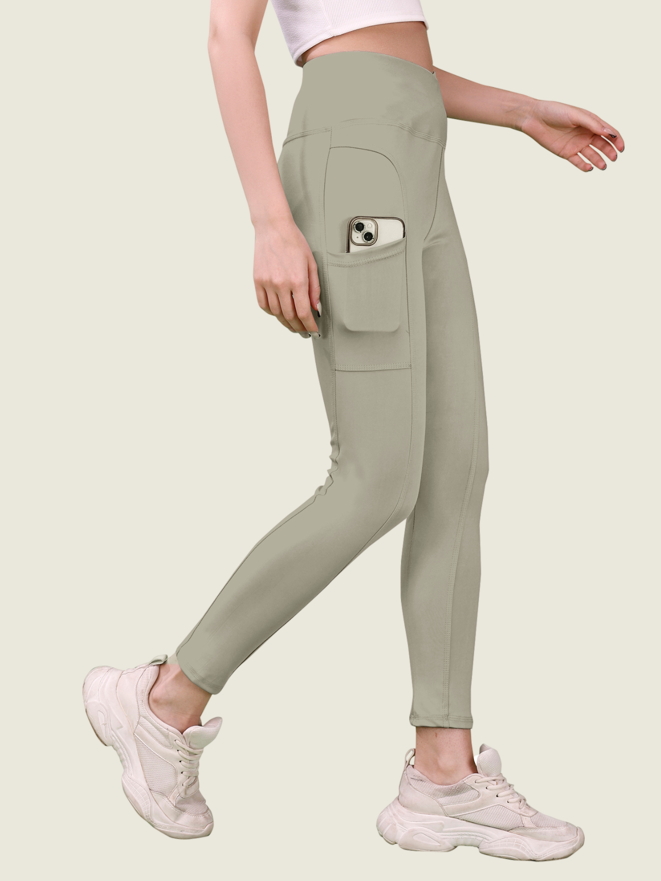 V Waist Long Leggings (Stonewashed Grey)