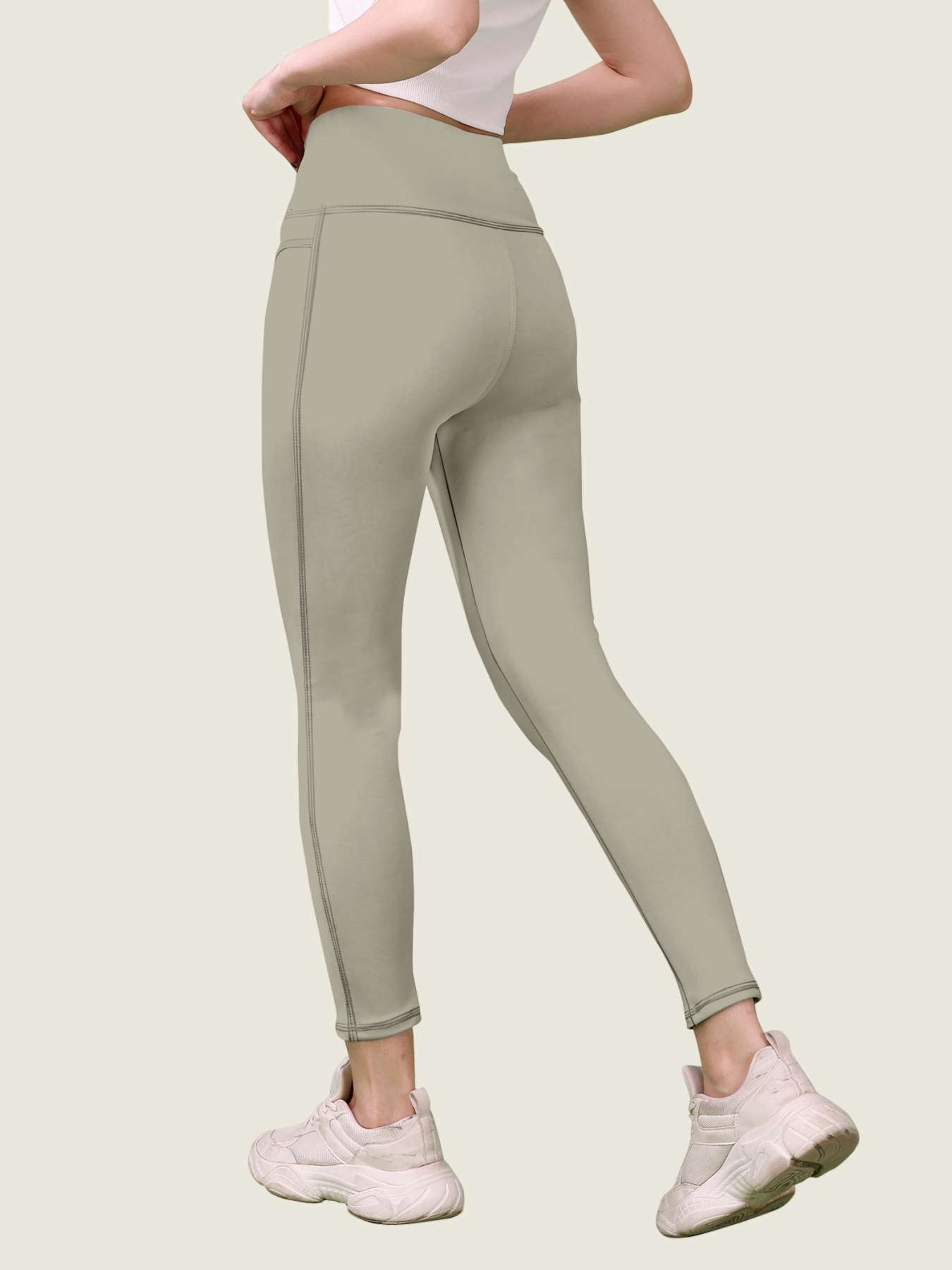 V Waist Long Leggings (Stonewashed Grey)