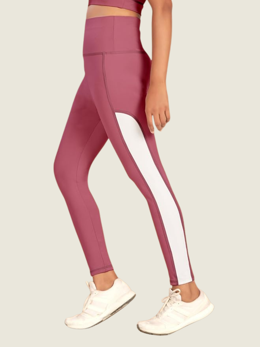 High-Rise Side Panel Yoga Tights – Rose Mauve