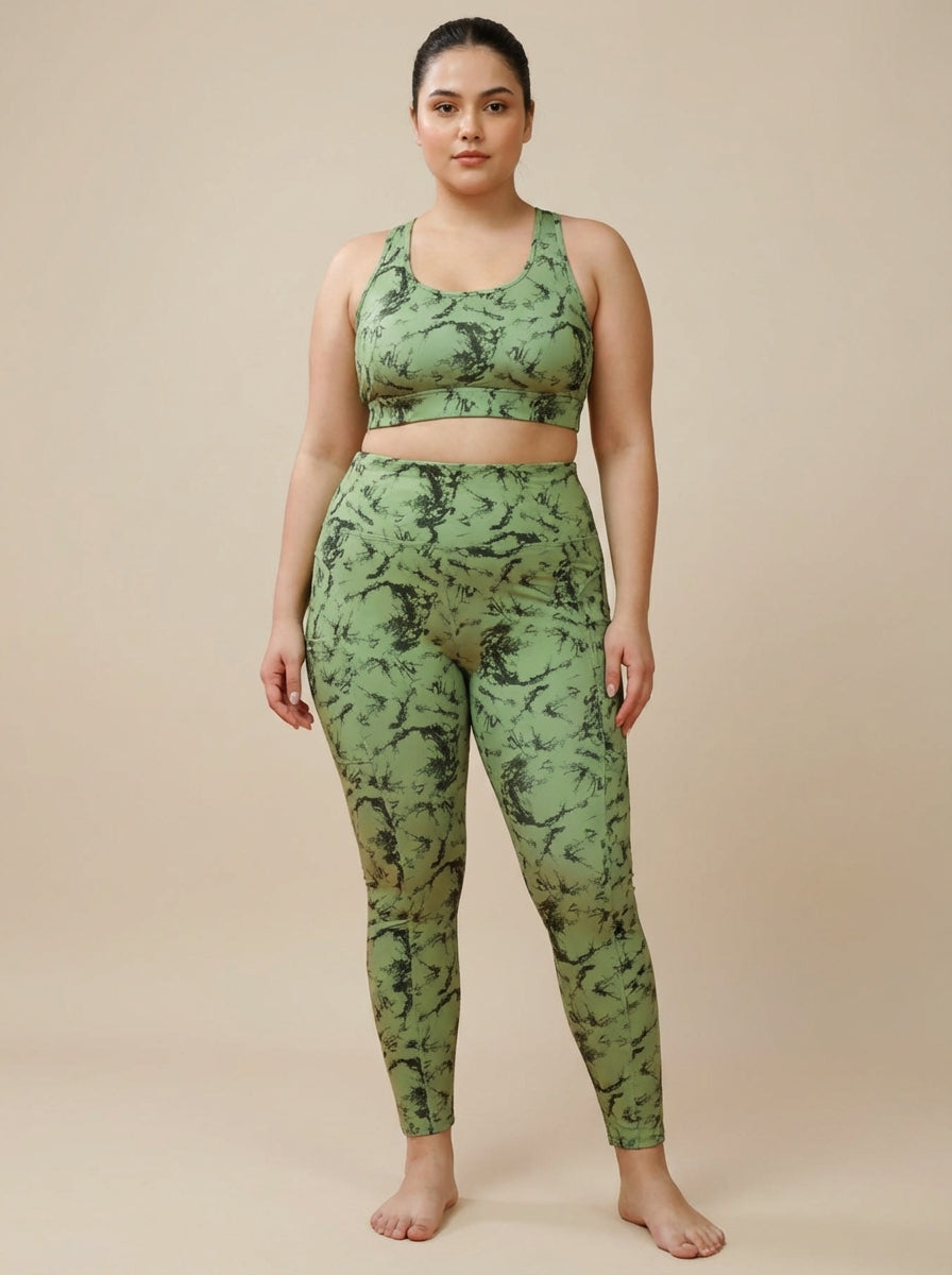 Olive Shadow Printed Tights